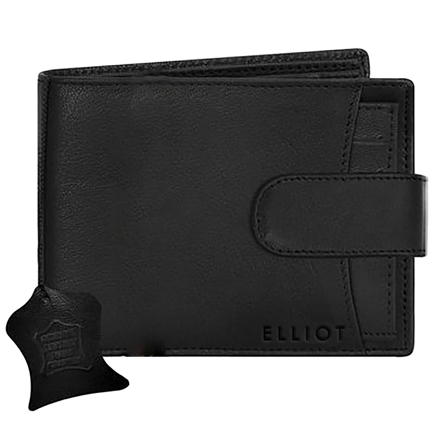 ELLIOT Black Color Premium Genuine Leather Bi Fold Bi Fold Men Wallet