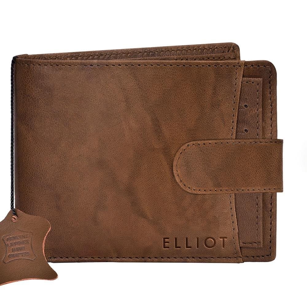 ELLIOT Brown Color Premium Genuine Leather Bi Fold Bi Fold Men Wallet