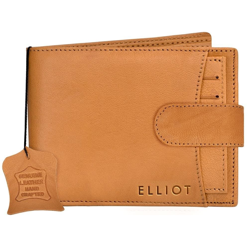 ELLIOT Beige Color Premium Genuine Leather Bi Fold Bi Fold Men Wallet
