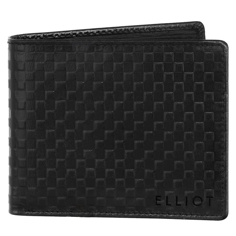 ELLIOT Elite IV Black Premium Genuine Leather Bi Fold Men Wallet