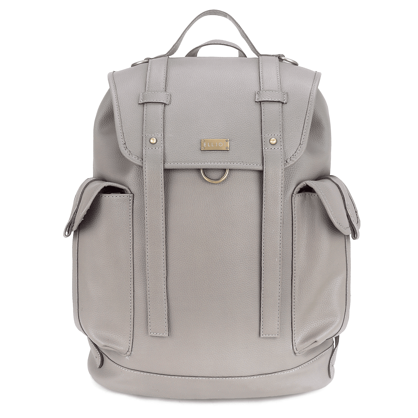Elliot Andrew II Grey Vegan Leather BackPack Bag – Magnetic Flap Closure, 1 Main Compartment, Organizer Pockets, Stylish Work