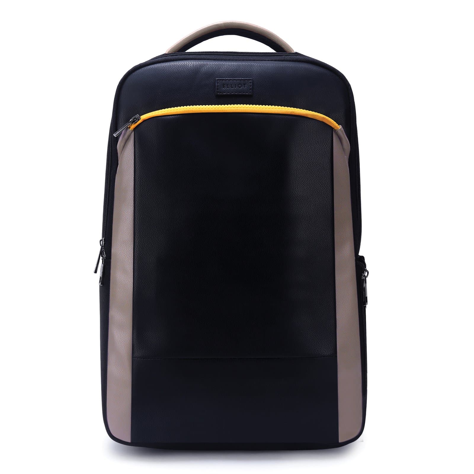 Elliot Elite IV Series Black Vegan Leather Backpack – Top Handle, Multiple Pockets, Laptop Compartment | Professional & Personal Use