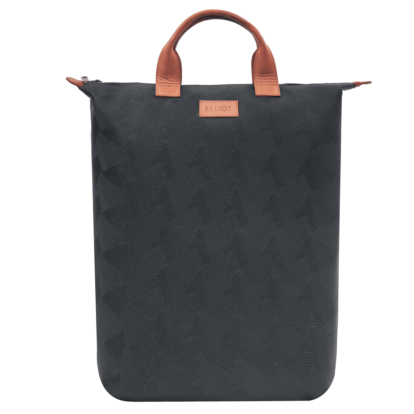 Elliot Spin Series Vegan Leather Backpack | Black-Tan Color, Laptop Sleeve, Outer Open & Inner Zip Pockets | For Men & Women | Travel, Office, College