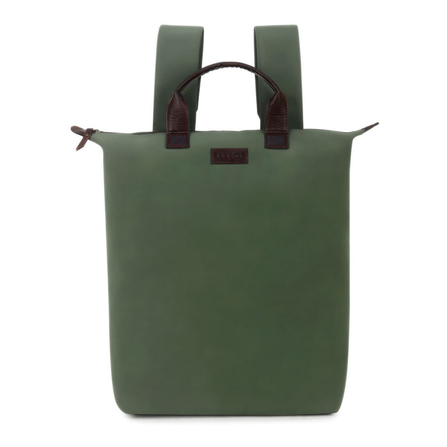 Elliot Urbane Series Vegan Leather Backpack | Green-Brown Color, Laptop Sleeve, Outer & Inner Zip Pockets | For Men & Women | Travel, Office, College
