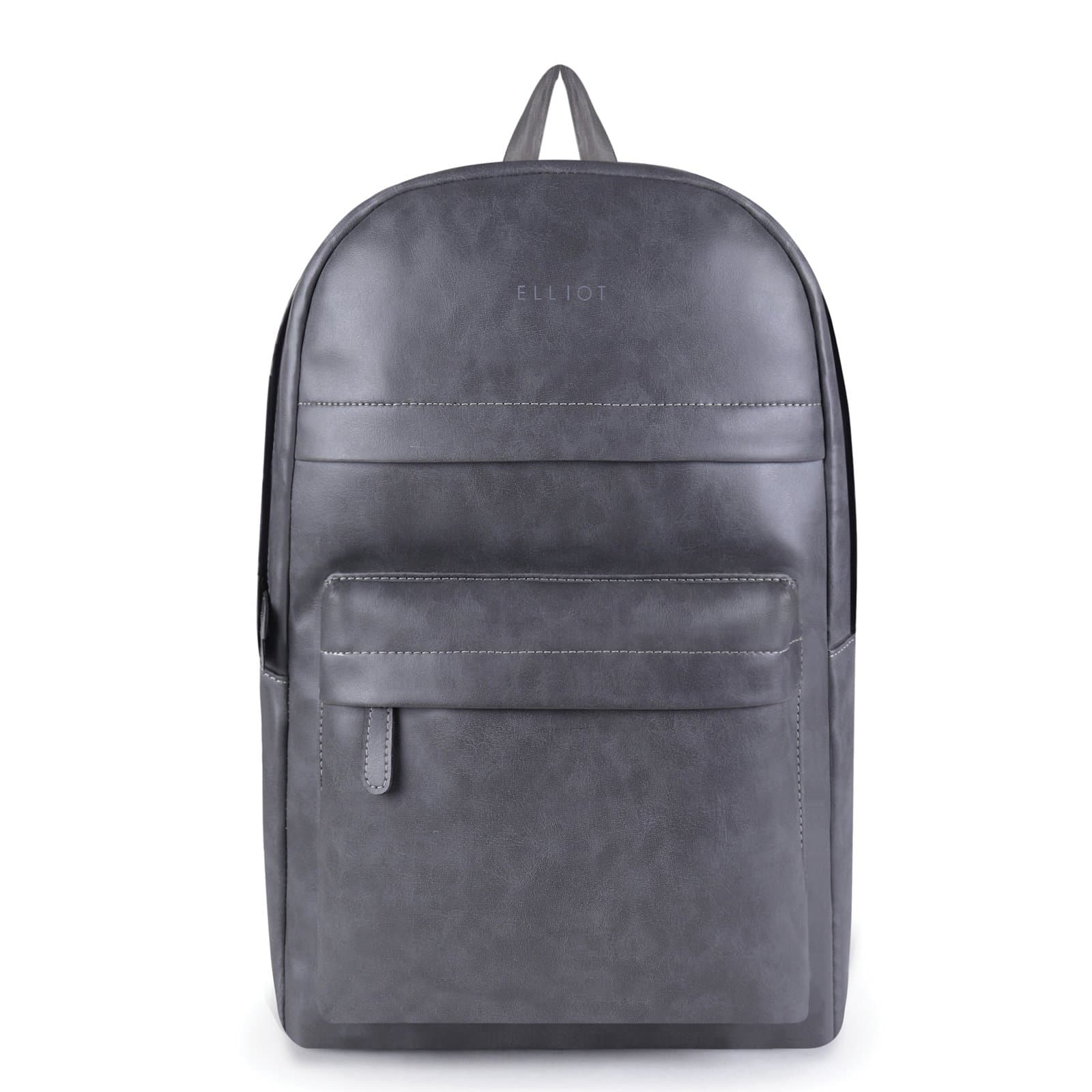 Elliot Veteran II Series Grey Vegan Leather Backpack with Top Handle Professional and Casual Use and Suitable for 15-Inch Laptop, Unisex