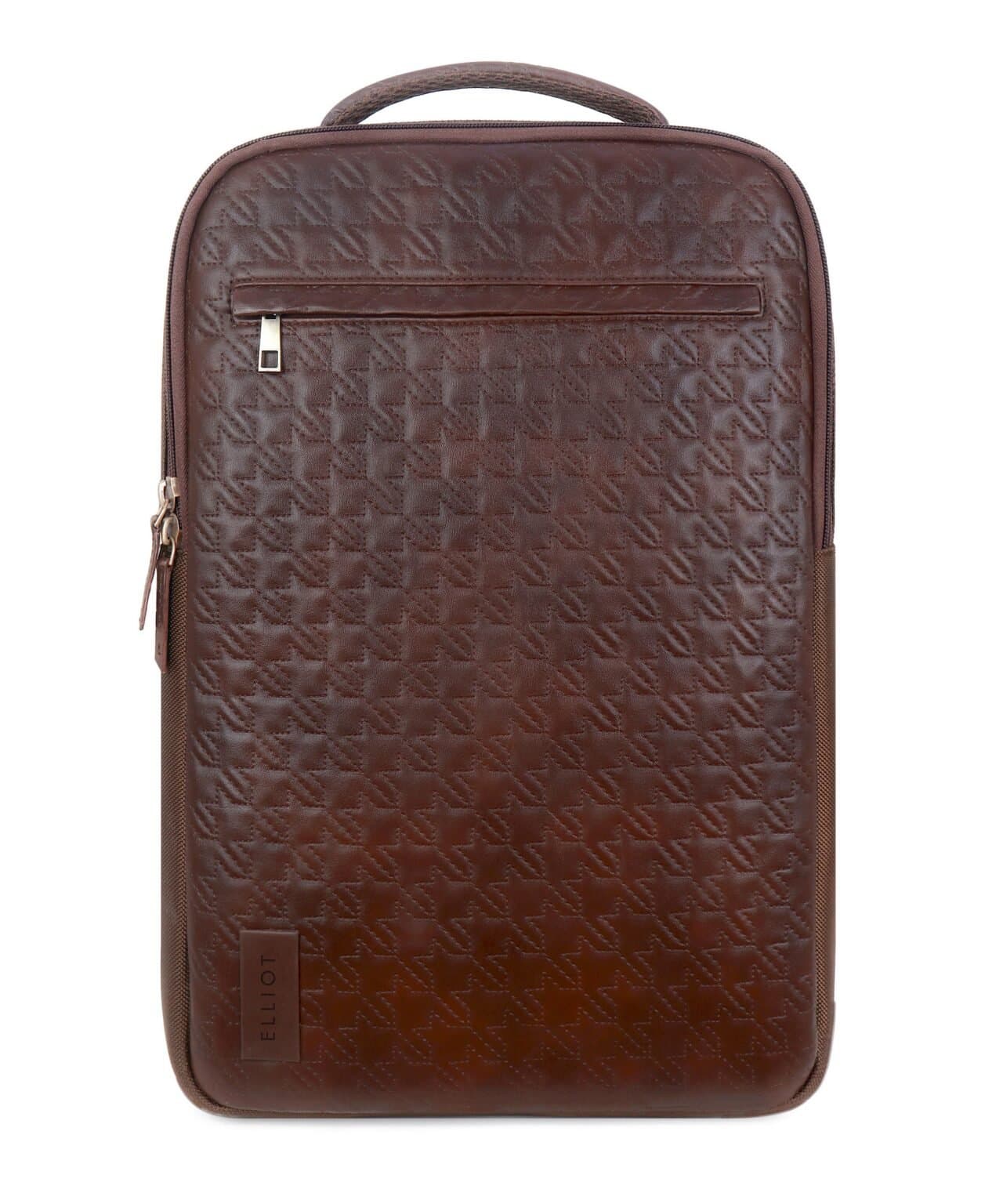 Elliot Vogage Series Office BacKPack Bag – Premium Vegan Leather-Fabric Blend, Padded Laptop Compartment, Zip Closure, Multipurpose Use, 6 Months Warranty