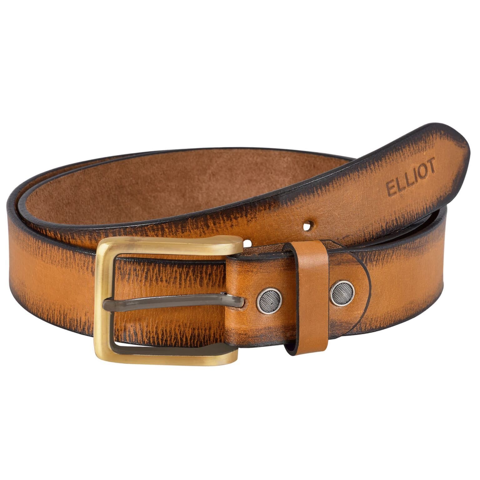 Elliot Men’s Leather Belt, Casual Series, Handcrafted in Genuine Leather with Screw Closure, Office, Casual, Daily Use, 42 Inches, Tan Brown