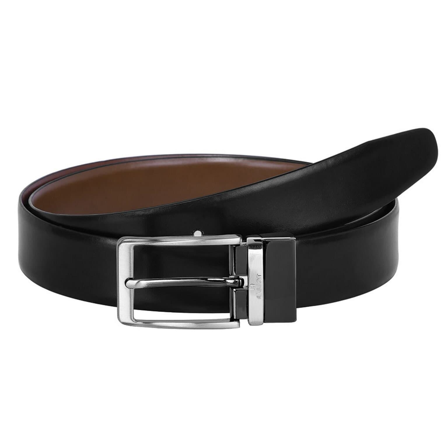 Elliot MC Dual-Side Belt, 2-in-1 Reversible Design Brown & Black, Premium Leather, Rotating Buckle, Formal & Casual Use, Warranty Protected