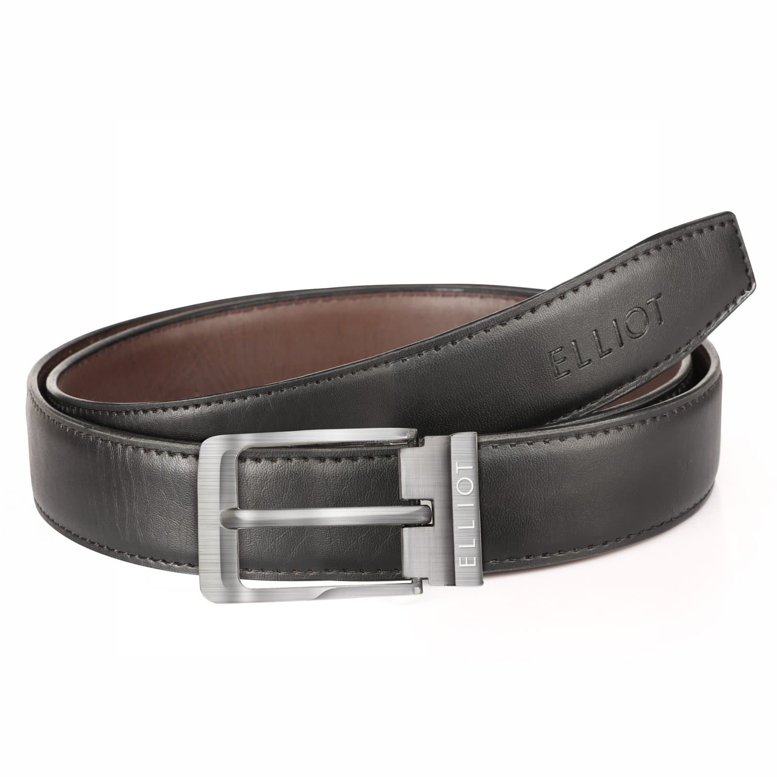 Elliot Magnum III Vegan Leather Reversible Belt for Men, Black & Brown Colors, 42 Inches, Ideal for Work, Functions & Daily Use, 30mm Width, Formal Style