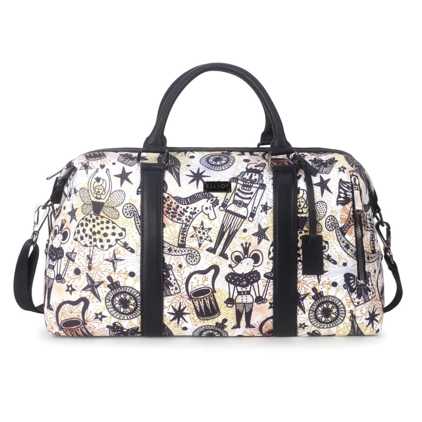 Elliot Art Series Travel Duffel Bag | Unisex Multicolour Canvas Bag with Outer & Inner Pockets | Detachable Strap + Zip Closure | Perfect for Office & Travel