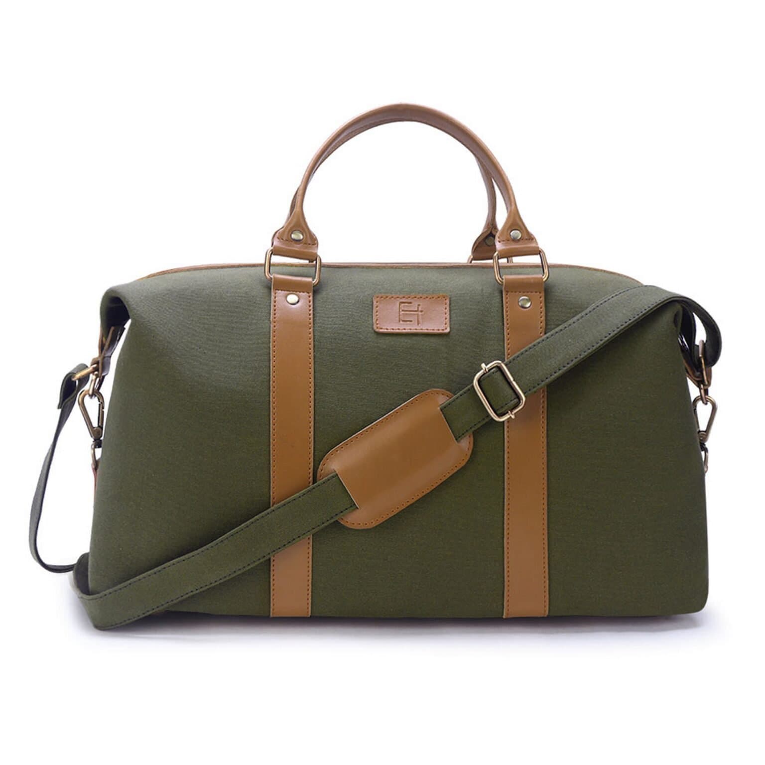 Elliot Green Canvas Travel Duffle Bag | Canvas Series | Multipocket Unisex Travel Luggage | Non-Detachable Strap | Lightweight & Spacious | 6 Months Warranty