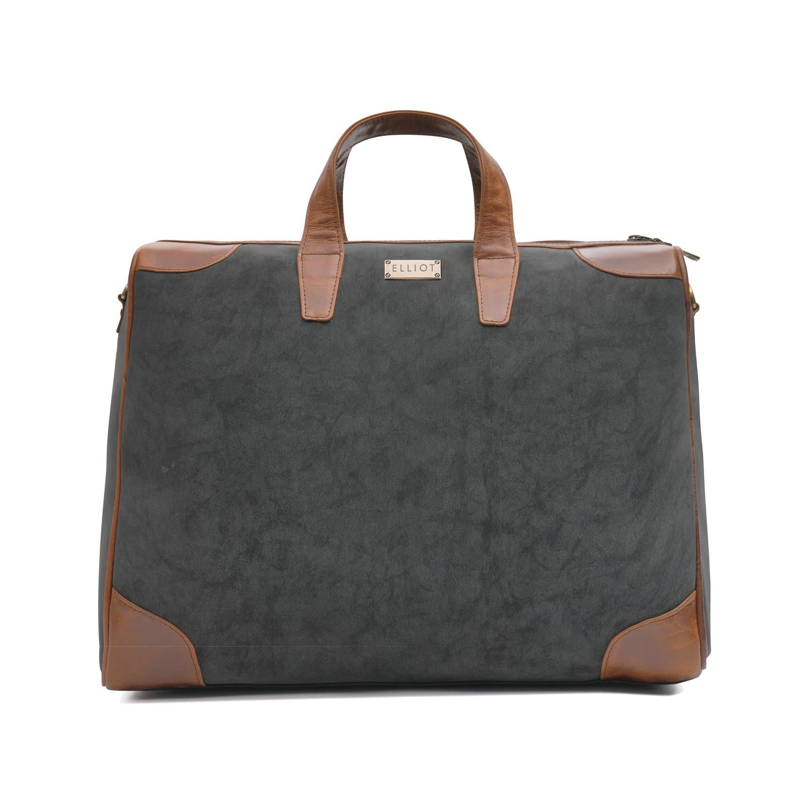 Elliot Maestro Series Grey Natural Leather Duffle Bag | Unisex Travel Luggage with Laptop Compartment & Inner Pockets | Spacious & Stylish | 6‑Month Warranty