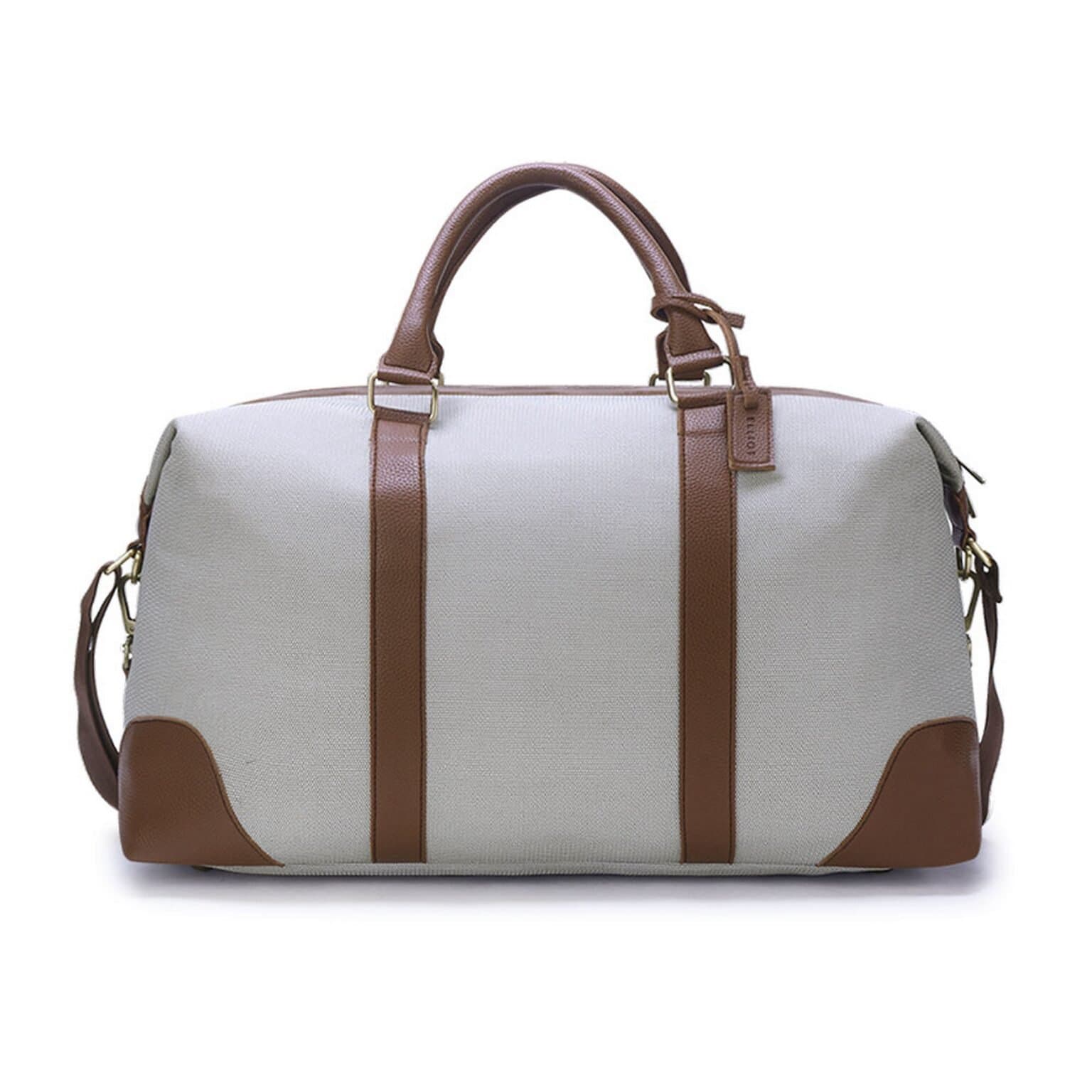 Elliot Oxford Series Vegan Leather Duffel Bag | Stylish Grey & Brown Travel Bag | Unisex Design with Spacious Compartment, Inner Pockets & Non-Detachable Strap | Ideal for Gym & Weekend Trips