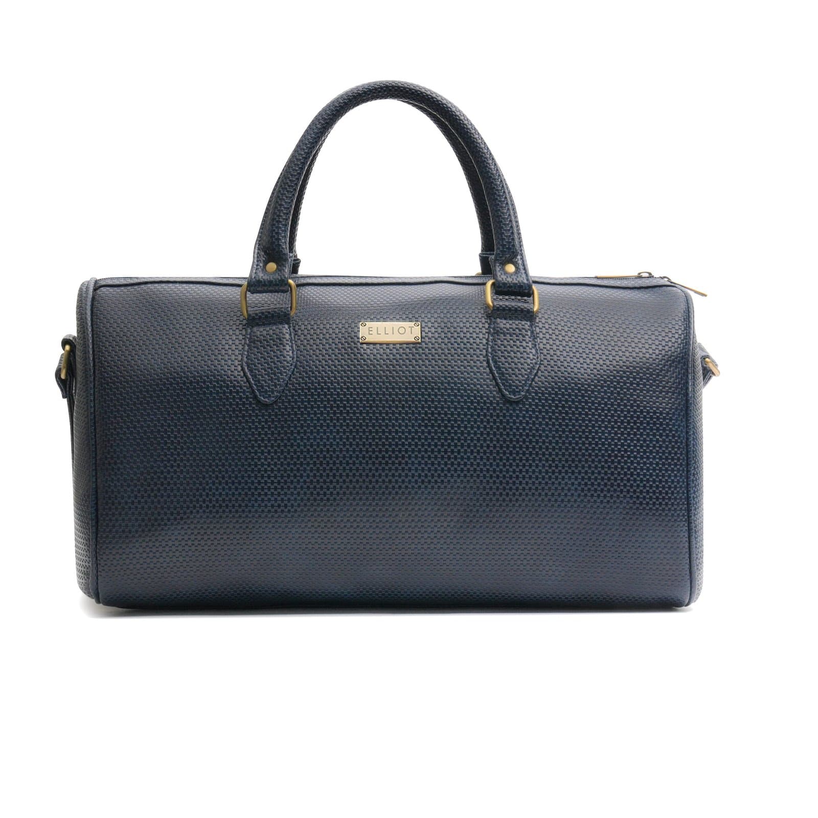 Elliot Weave Series Blue Vegan Leather Duffle Bag – Unisex Travel Luggage with Spacious Compartments