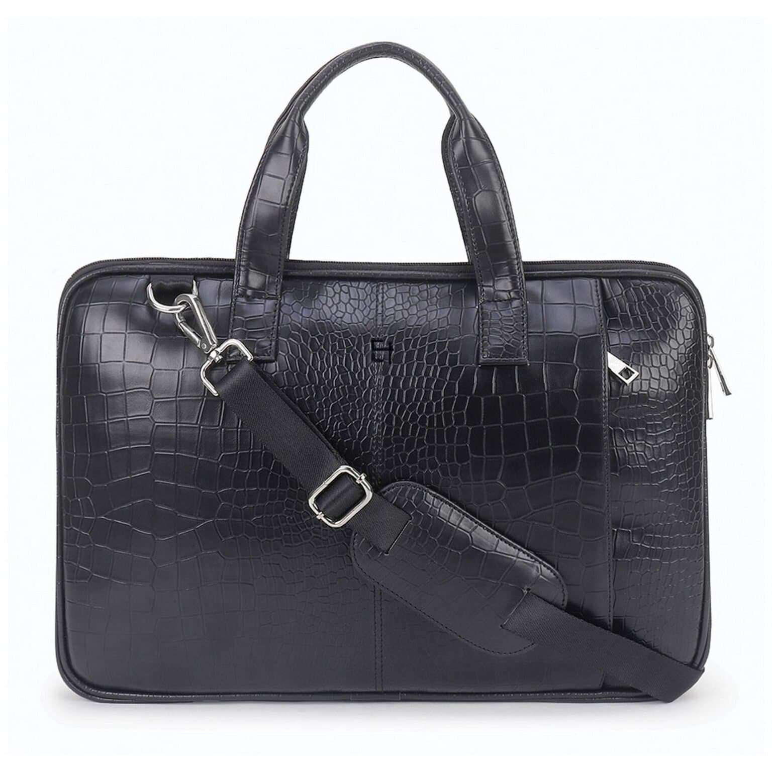 Elliot Animal III Series Black Vegan Leather Laptop Messenger Bag | 14 Inch Padded Laptop Sleeve | Unisex Office Bag
