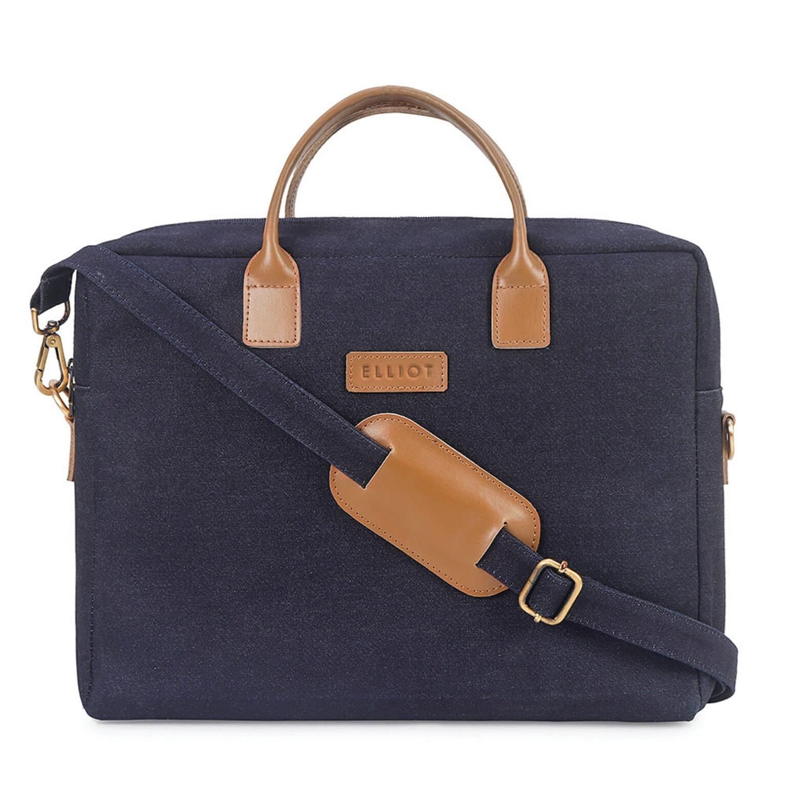 Elliot Canvas Series Blue Canvas Fabric Laptop Messenger Bag | 15 Inches | Unisex Handmade with Outer Zip Pocket- Shoulder Strap- Perfect for Professional & Casual Laptop Office Bag for Men & Women