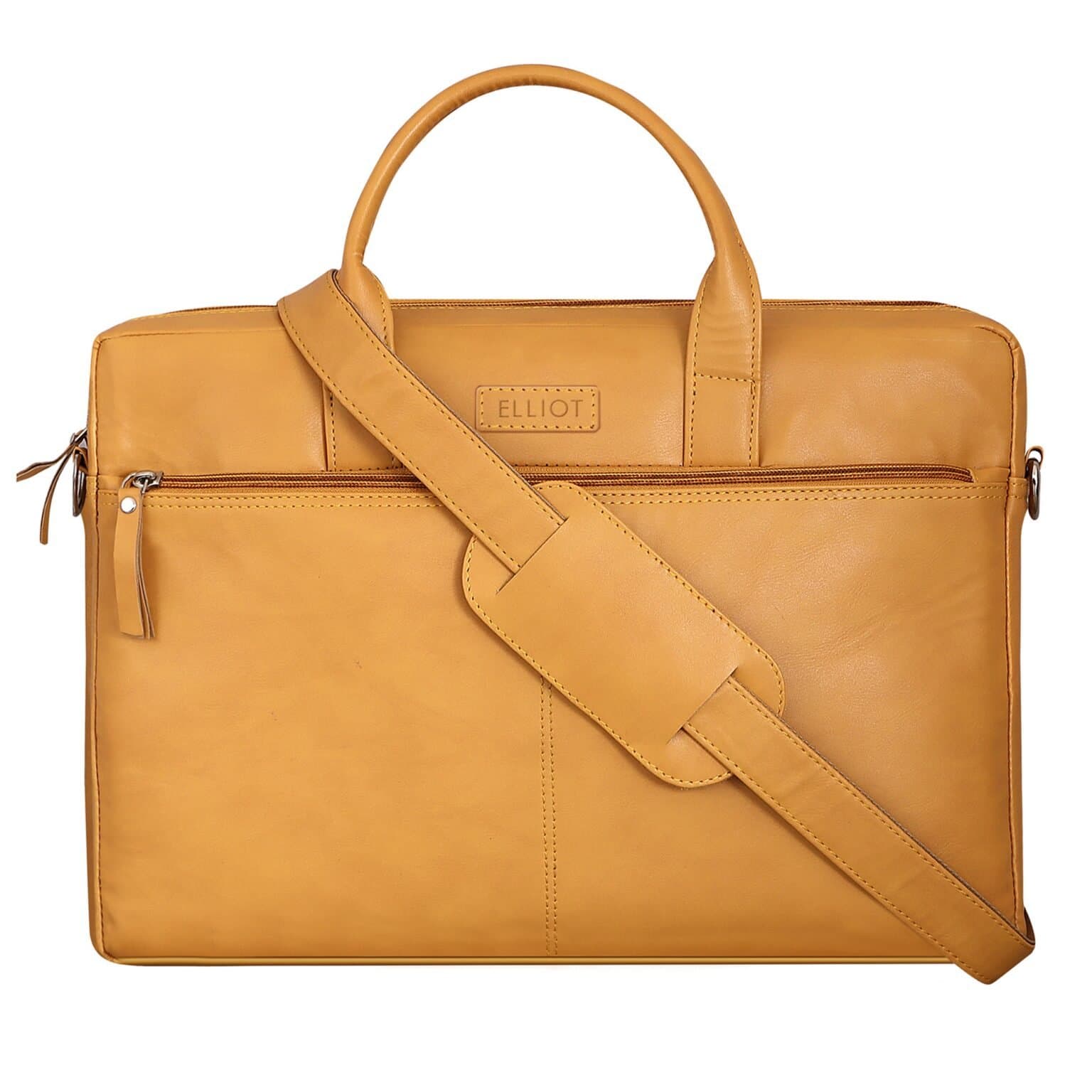 Elliot Unisex Laptop Messenger Bag | Colors Series Yellow Patent Vegan Leather | Fits 15.6 Inch Laptop | Trendy Office, College & Business Bag