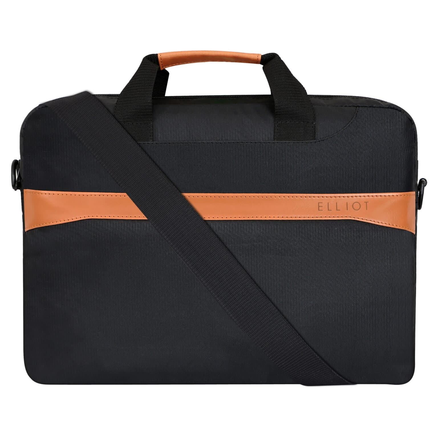 Elliot Black Matte Vegan Leather Laptop Bag | Easygo Series | 14 Inch Unisex Messenger Bag | Office, College & Travel Use | With Organizer Pockets