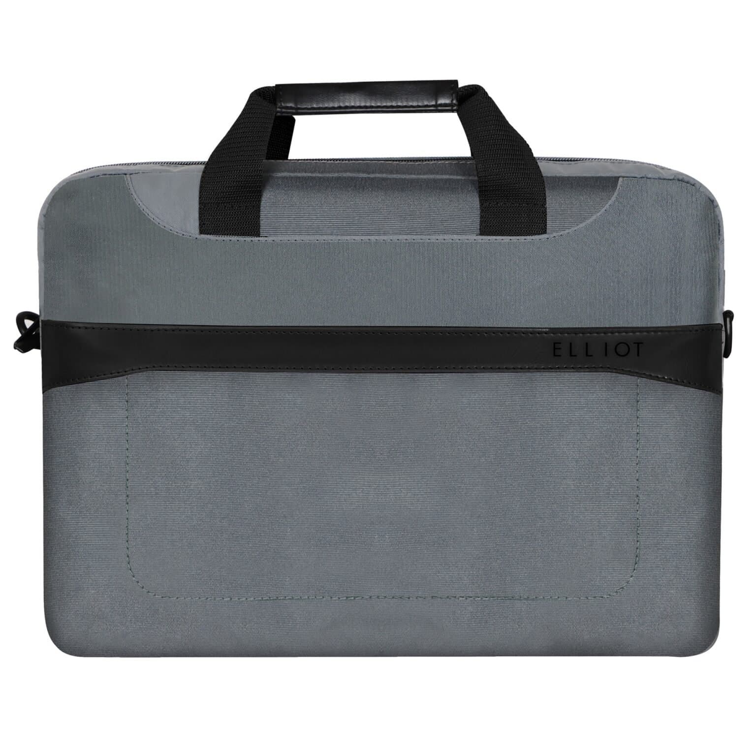 Elliot Easygo Series Laptop Messenger Bag | Grey Matte Vegan Leather | 14 Inch Laptop Compartment | Unisex Office & Travel Bag | With Detachable Strap