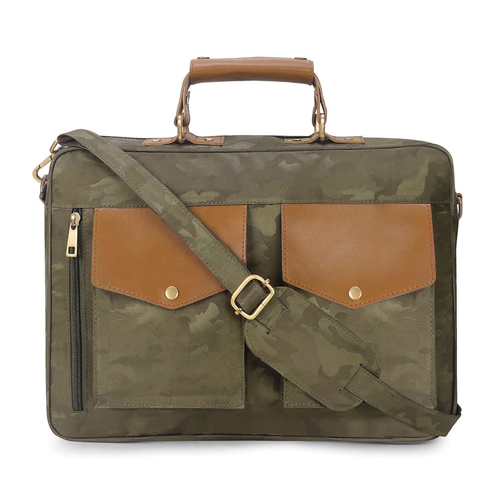 Elliot Green Matte Fabric 14 Inch Laptop Bag | Easygo III Series | Lightweight Unisex Messenger with Multiple Pockets
