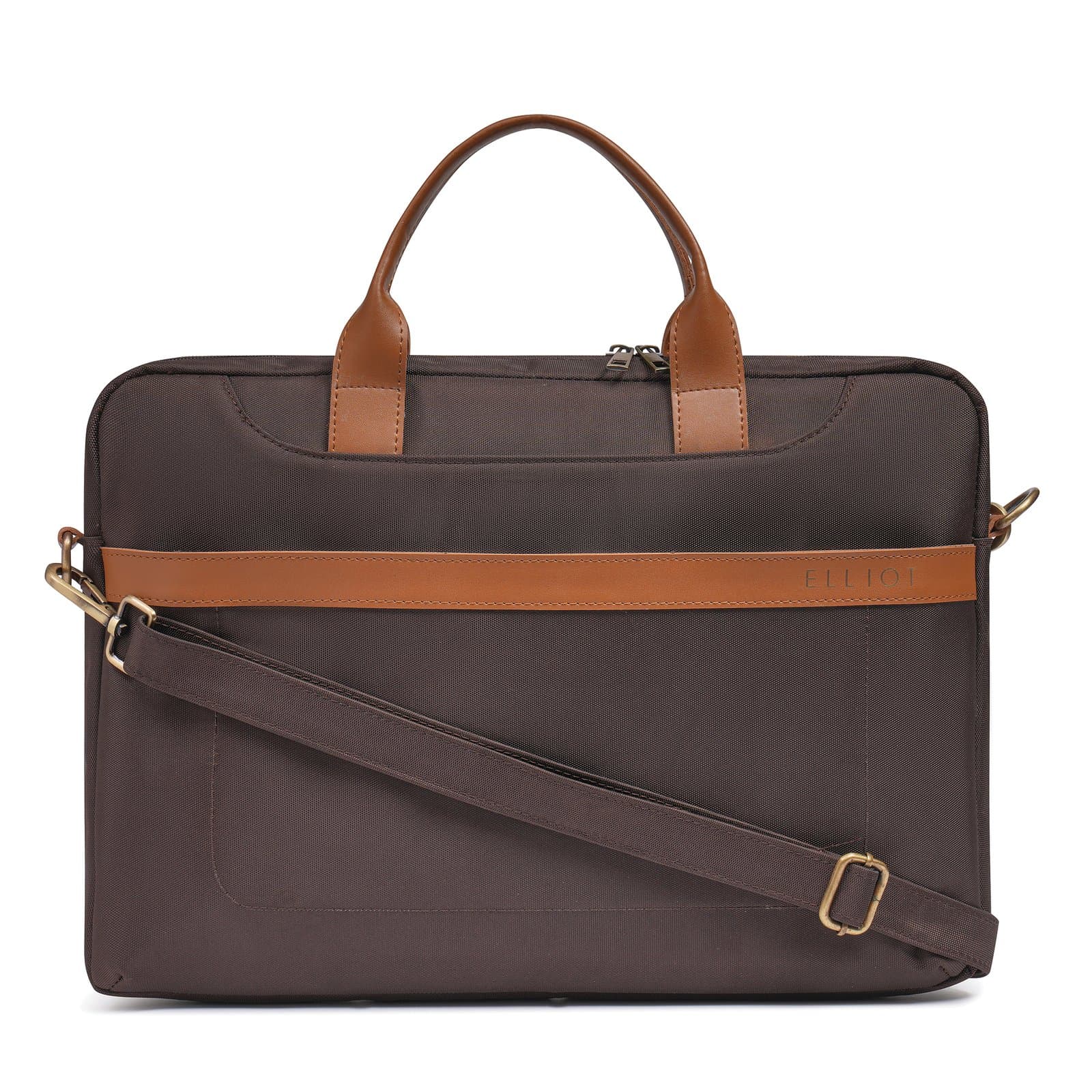Elliot Easygo VI Series Laptop Bag, Zipper Closure, Laptop Padded Compartment, Detachable Strap, Office & Travel Use, 14 Inch Size,Brown & Tan