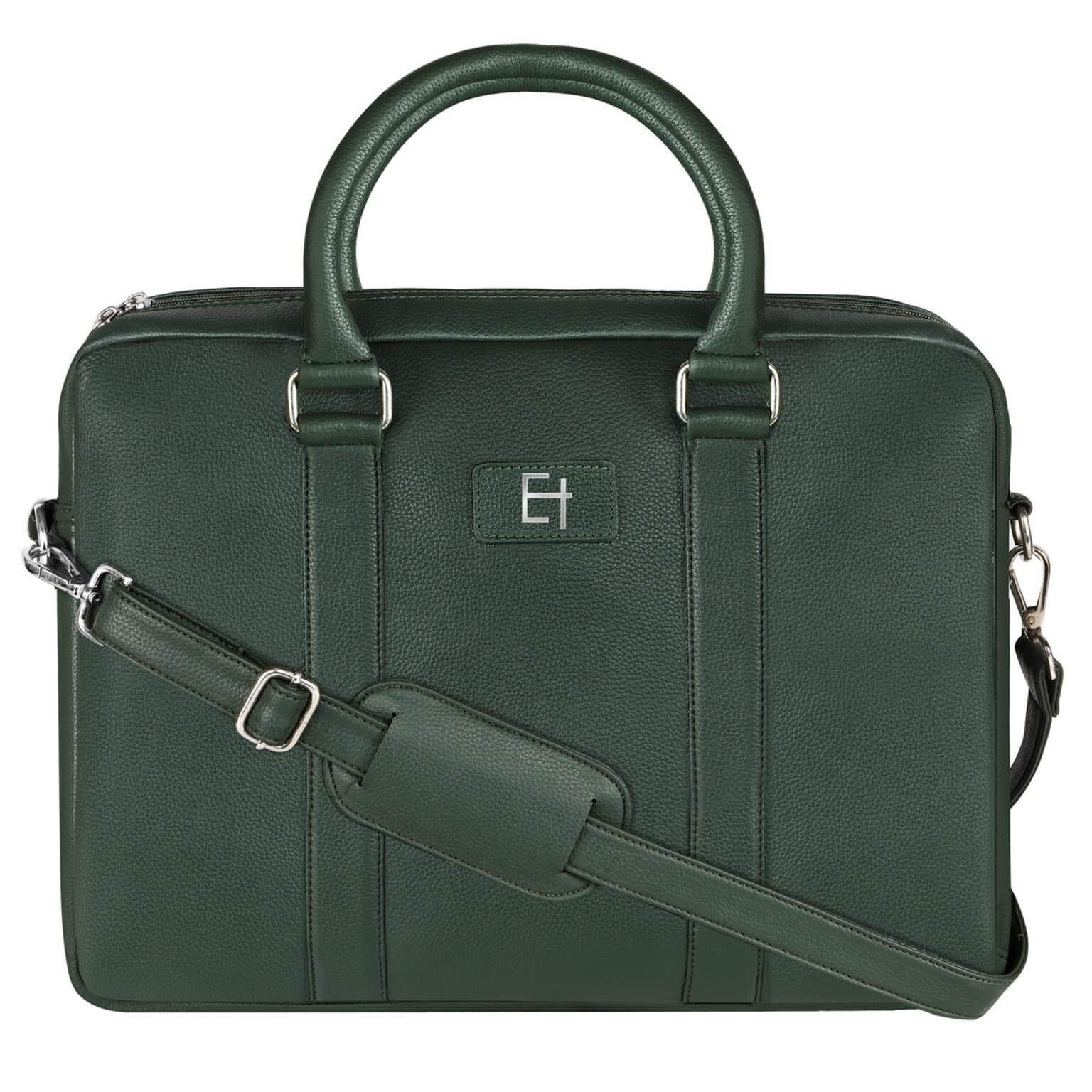 Elliot Green Vegan Leather Laptop Bag | Elite Series | 15.6 Inch Messenger Bag for Men & Women | Laptop Compartment + Outer Zip Pocket | Ideal for Work & Travel