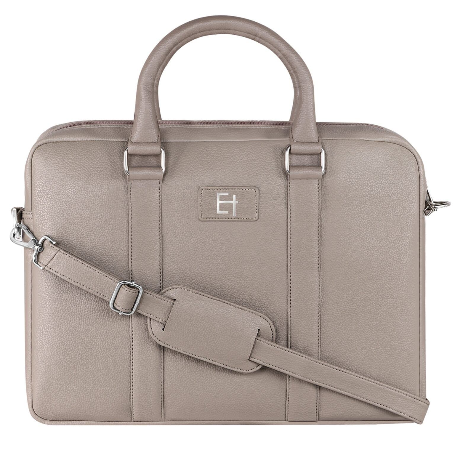 Elliot Light Grey Vegan Leather Laptop Bag | Elite Series | 15.6 Inch Unisex Messenger Bag | Eco-Friendly Travel-Ready Design | With Laptop Sleeve