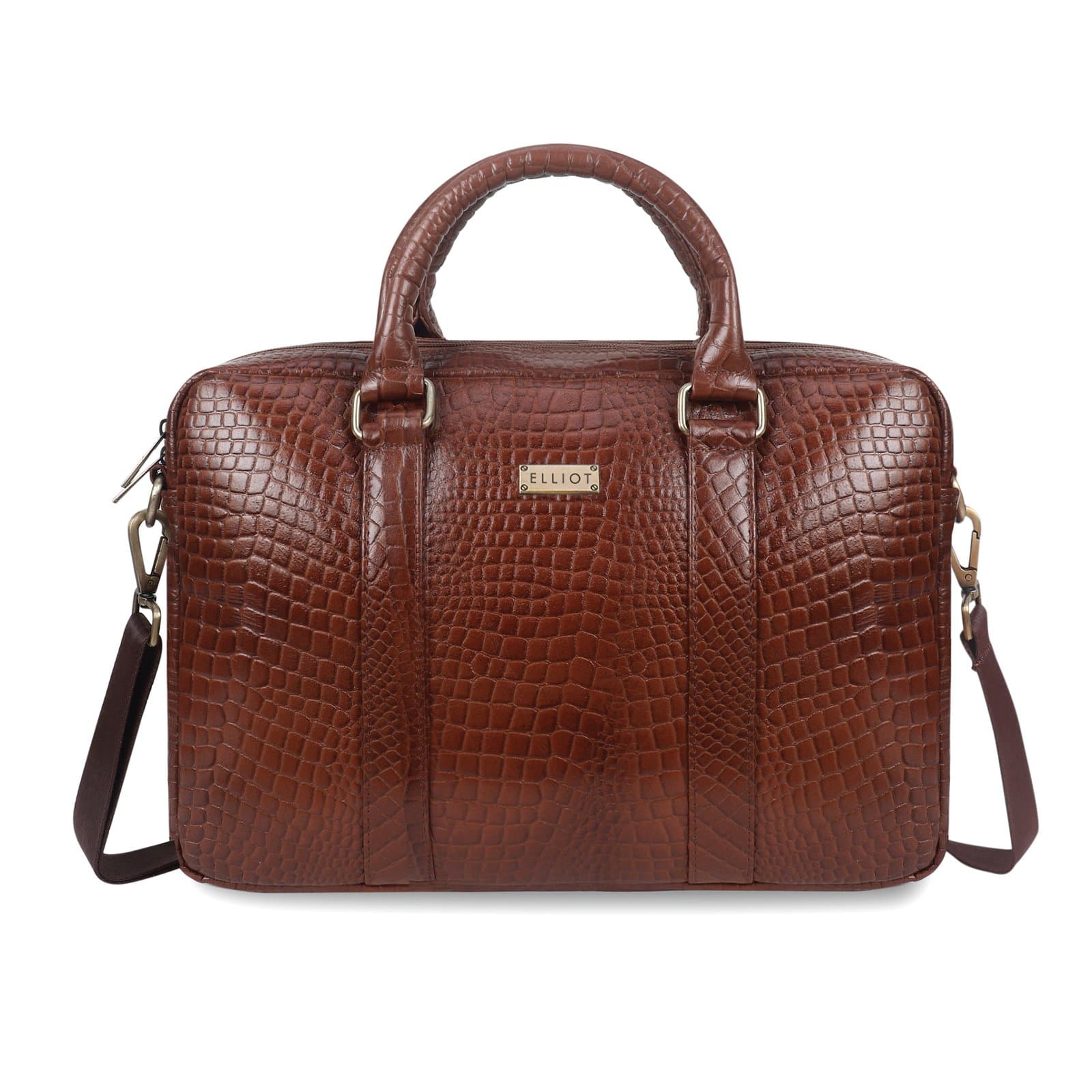 Elliot Elite II Genuine Leather Laptop Bag – Dual Handles, Adjustable Detachable Strap, Inner Zip Pocket, Laptop Compartment Zip Closure, Premium Office & Work Bag