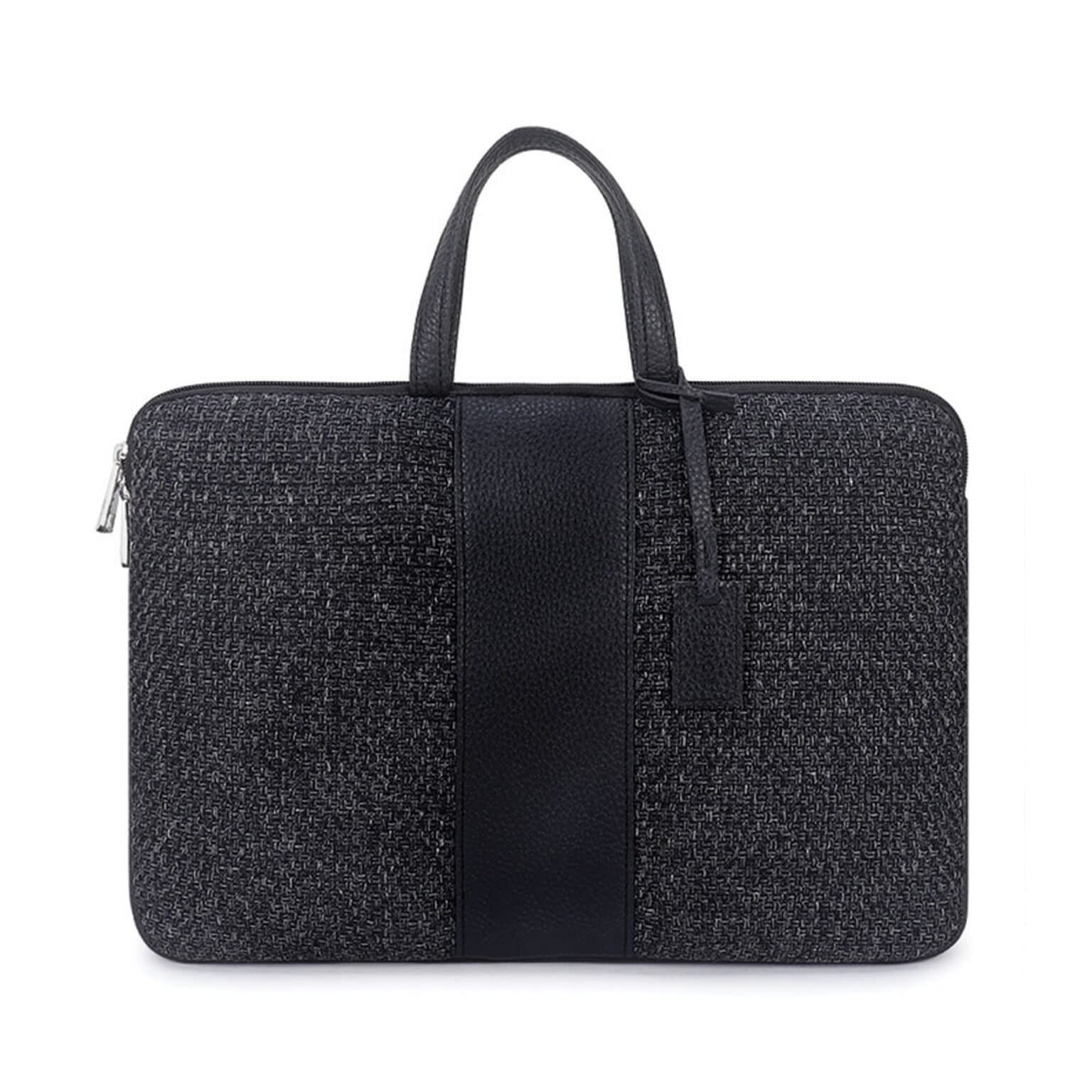 Elliot Fusion II Series Black Knitted Fabric Laptop Messenger Bag | 14 Inches | Handmade Unisex Design with Outer Zip Pocket – Perfect for Professional & Casual Laptop Office Bag for Men & Women
