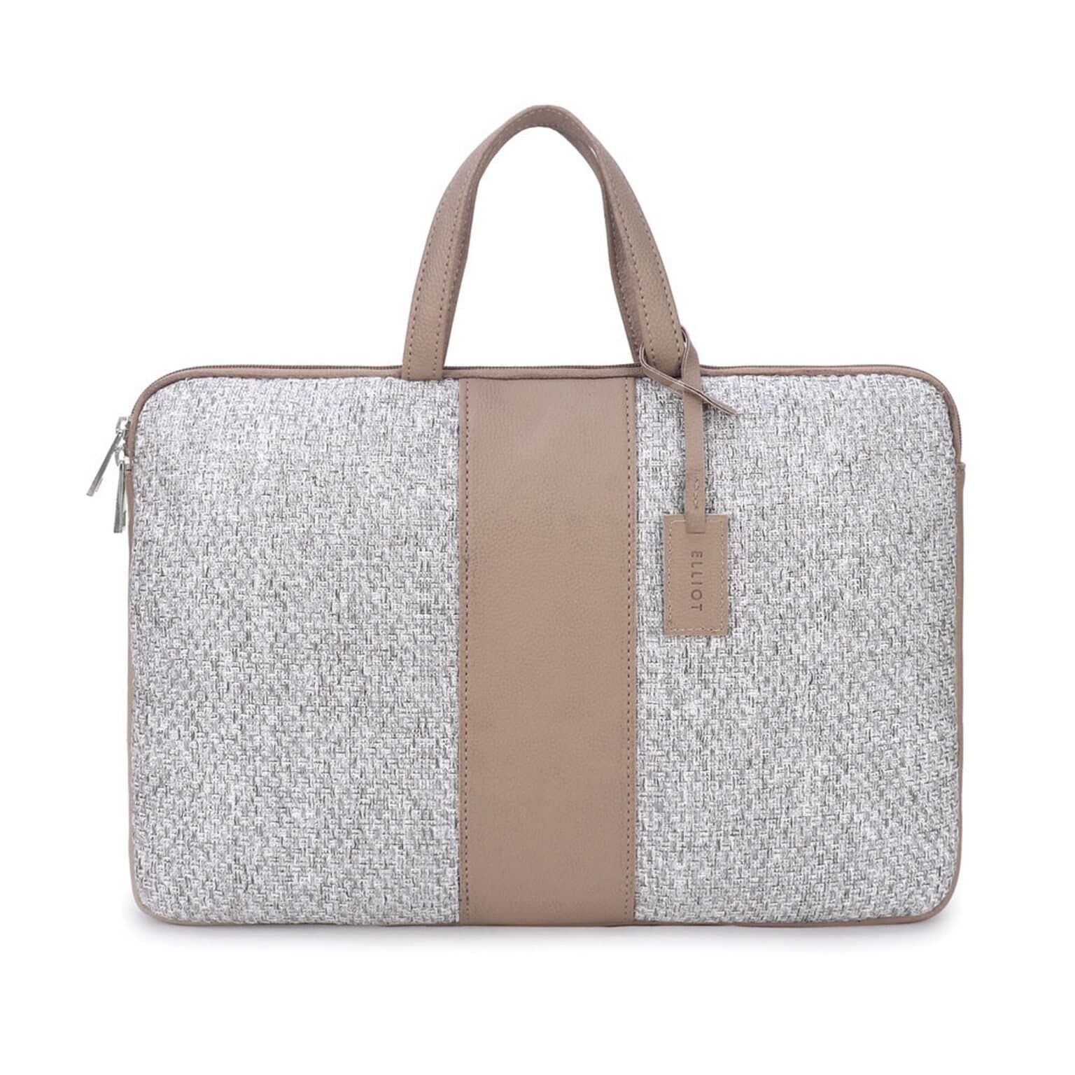 Elliot Fusion II Series Grey Knitted Fabric Laptop Messenger Bag – with 14-Inch Laptop Compartment | Multiple Pockets, Zip Closure- Perfect for Professional & Casual Laptop Office Bag for Men & Women