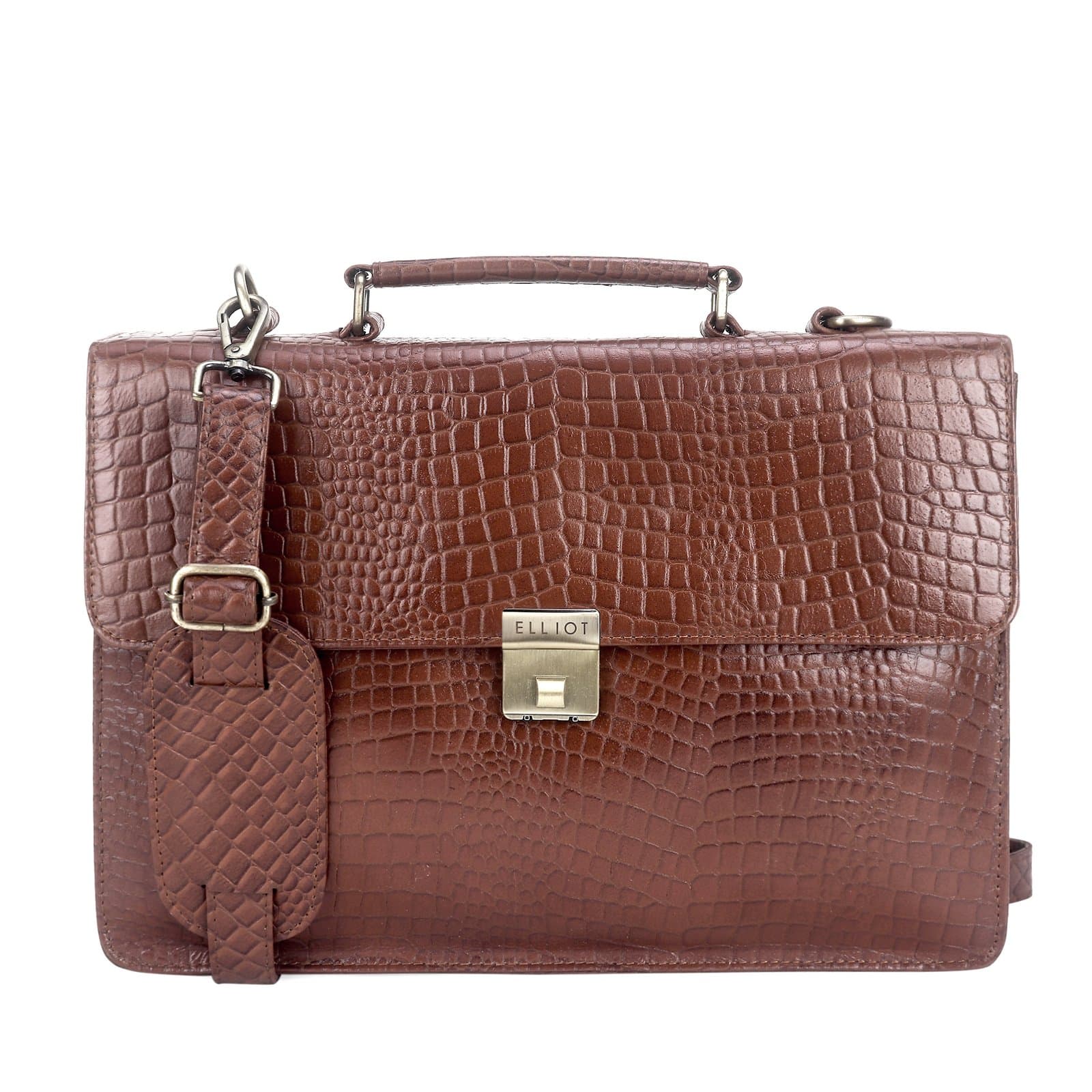 Elliot Majestic Series Tan Pure Leather Laptop Messenger Bag | Unisex Handmade with Detachable Shoulder Strap- Perfect for Professional & Casual Laptop Office Bag for Men & Women