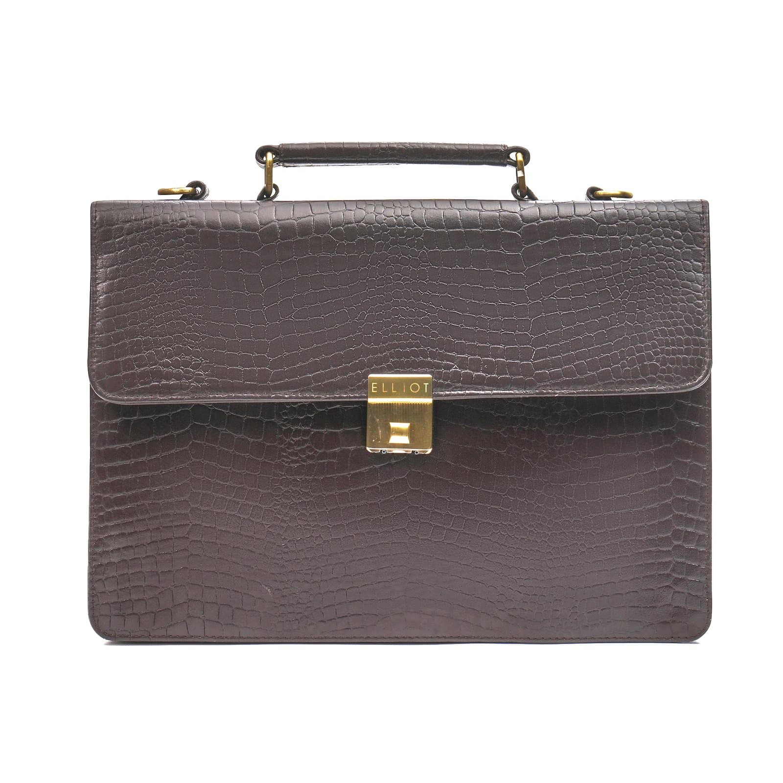 Elliot Majestic Series Brown Pure Leather Laptop Messenger Bag | Unisex Handmade with Detachable Shoulder Strap- Perfect for Professional & Casual Laptop Office Bag for Men & Women