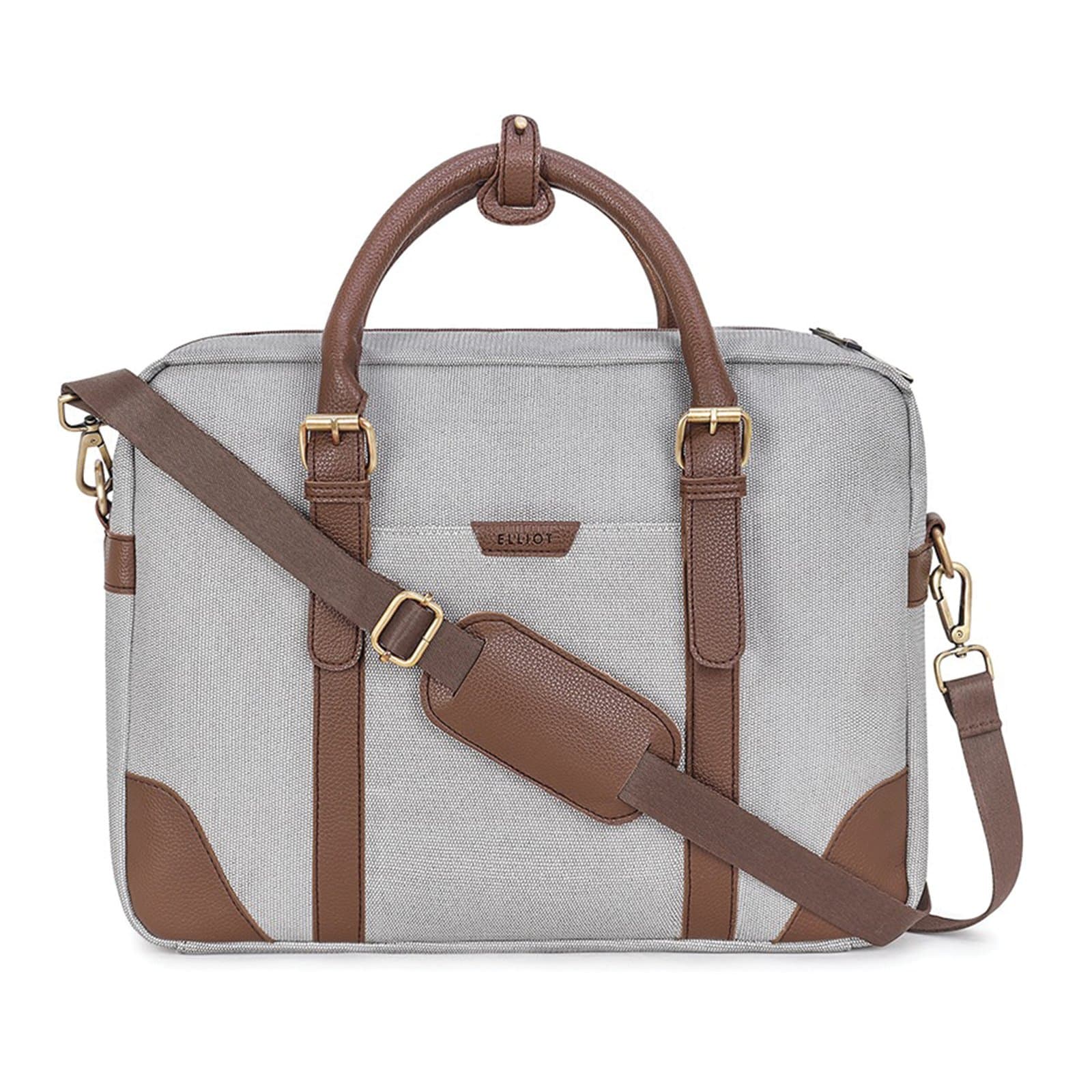 Elliot Oxford Series Grey Vegan Leather Messenger Bag | Lightweight Shoulder Bag with Detachable Strap | Ideal for Work, Study & Daily Use | 14 Inch Laptop Compatible