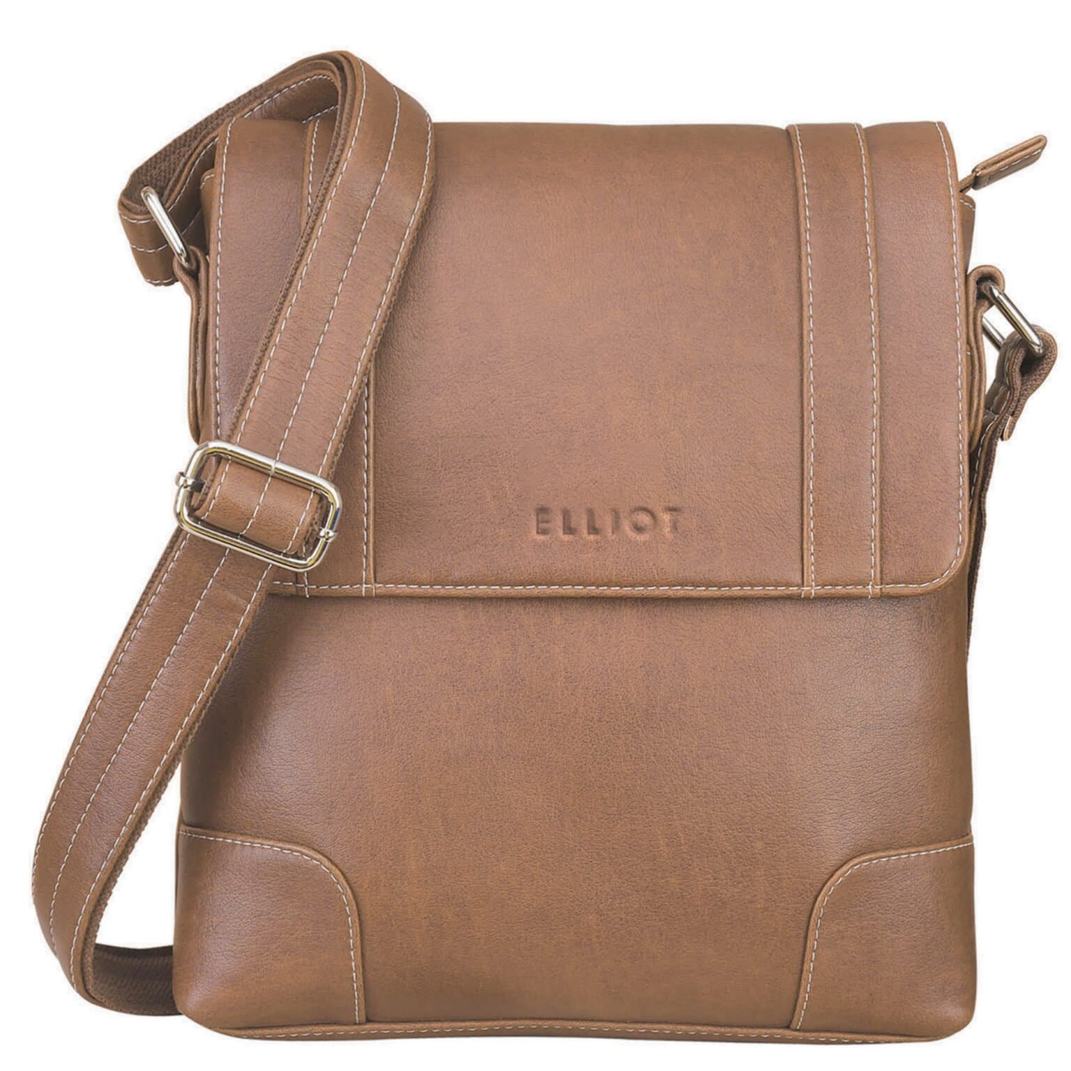 Elliot Andrew Brown Vegan Leather Messenger Bag – Spacious Compartment, Outer & Inner Zip Pockets, Tablet Slot – Stylish & Practical