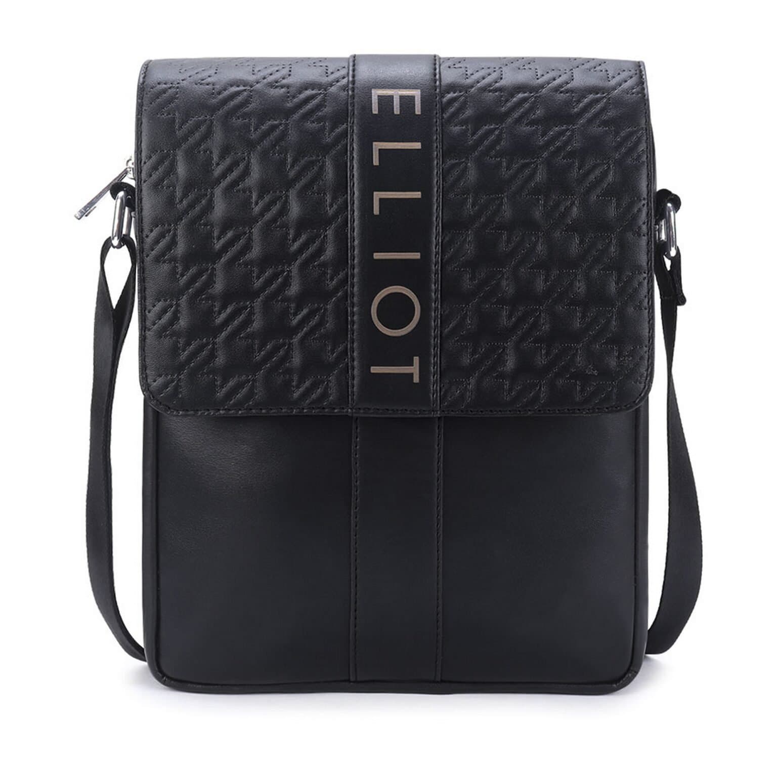 Elliot Classic Series Black Messenger Bag – Magnetic Flap Closure, Tablet Sleeve, Inner & Outer Pockets – Vegan Leather – 27x20x4.5 cm – Unisex Office & Casual Use