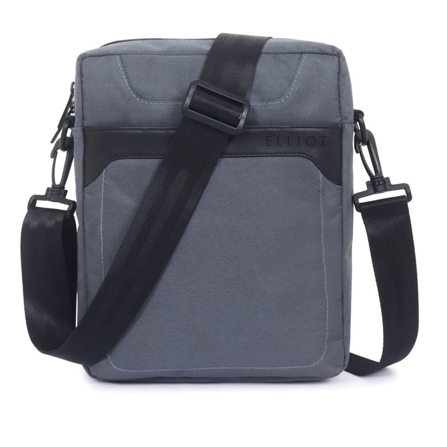 Elliot Grey Matte Sling Bag – Easygo Series with Black Vegan Leather Accent, Outer & Inner Zip Pockets, Adjustable Strap & Secure Zip Closure