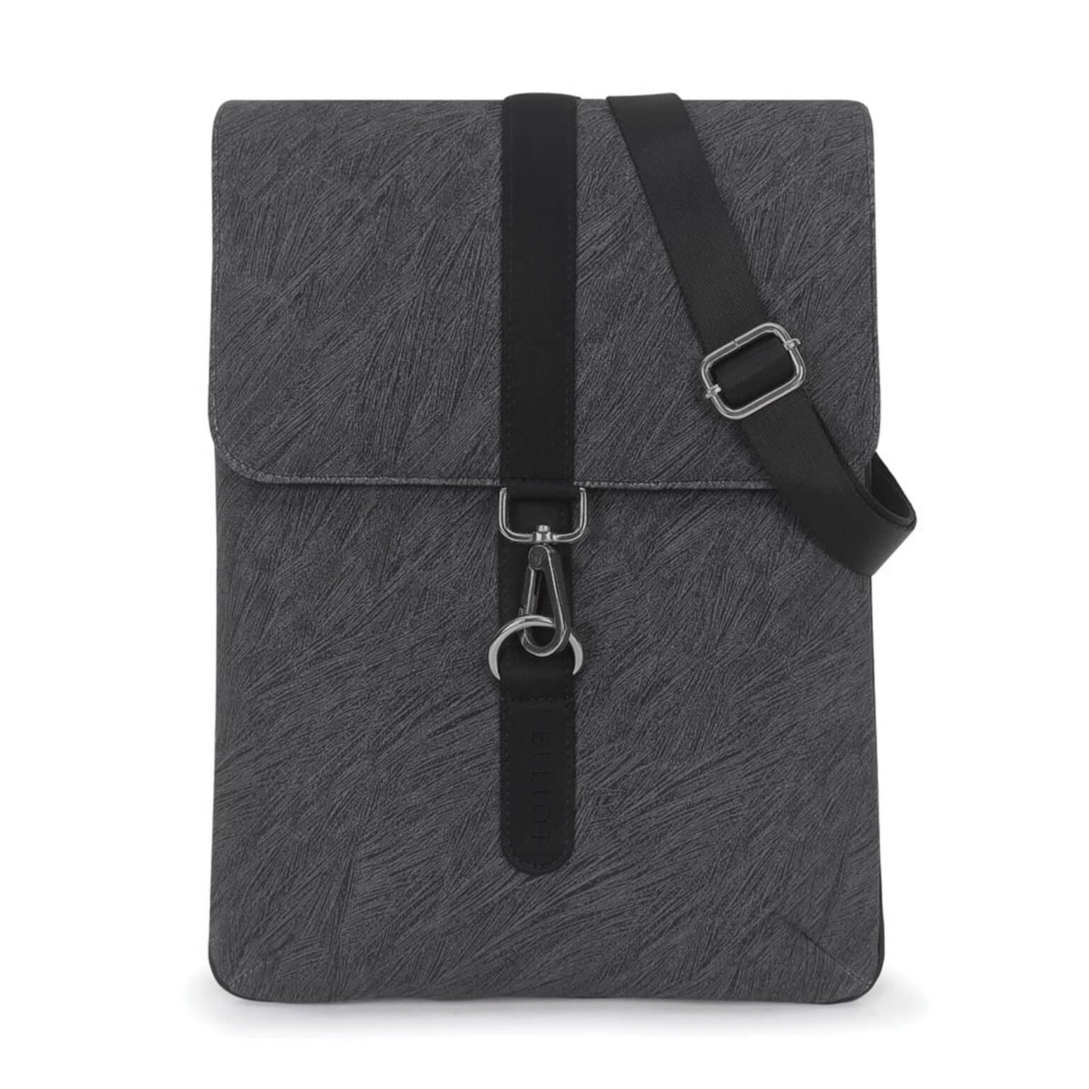 Elliot Light Series Grey Fabric Sling Bag – Crisscross Texture, Metal Carabiner Flap Closure, Dual Velcro Pockets & Adjustable Strap with 6-Month Warranty