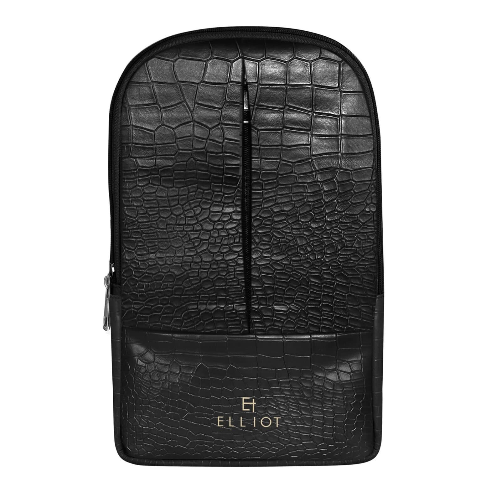 Elliot Sling Bag – Croco Series Black Synthetic Leather Cross Body Bag with Tablet Sleeve & Outer Pocket – Stylish and Functional with 6-Month Warranty