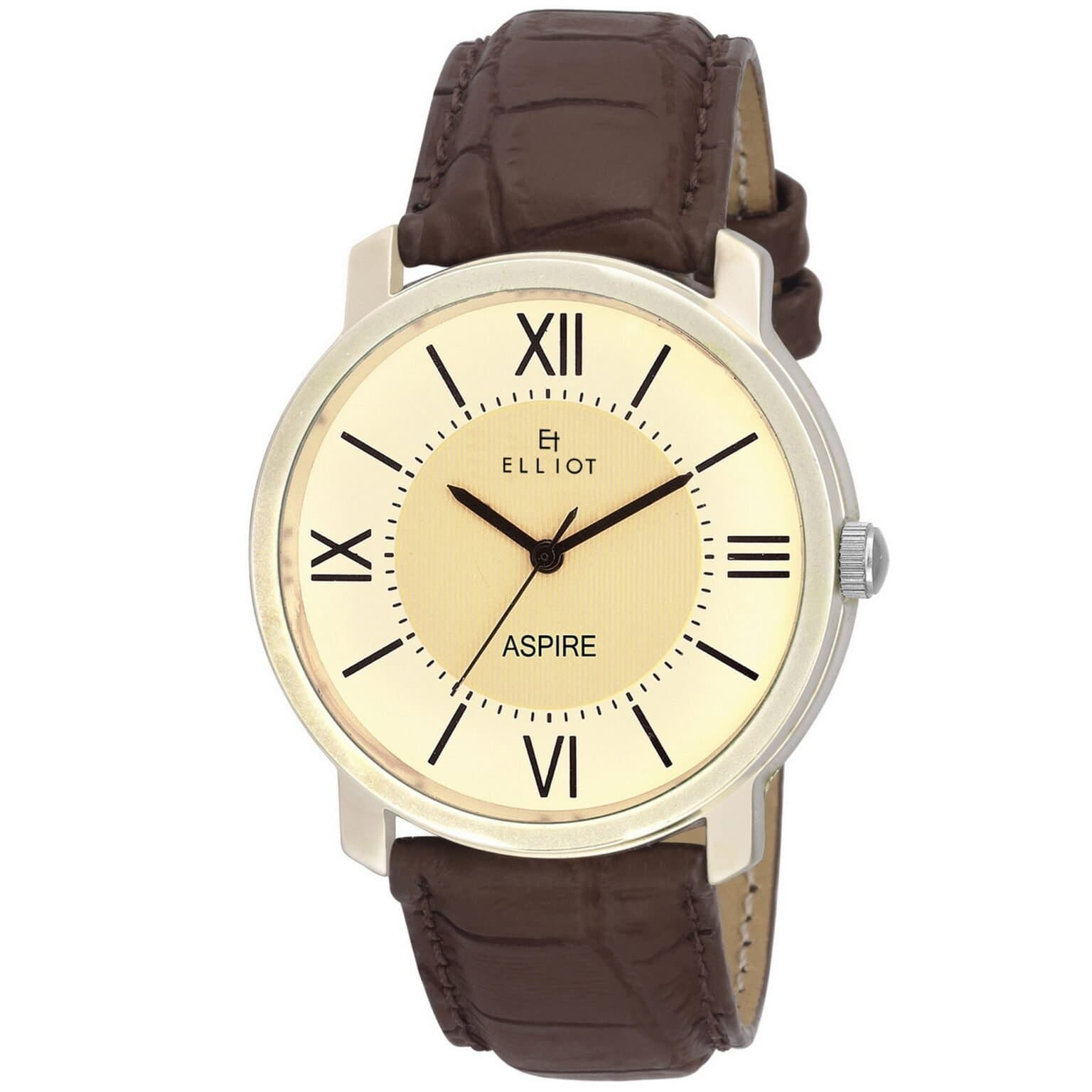 Elliot Aspire Series Men’s Analog Watch | Ivory Dial + Brown Strap | Japanese Movement | Formal Use