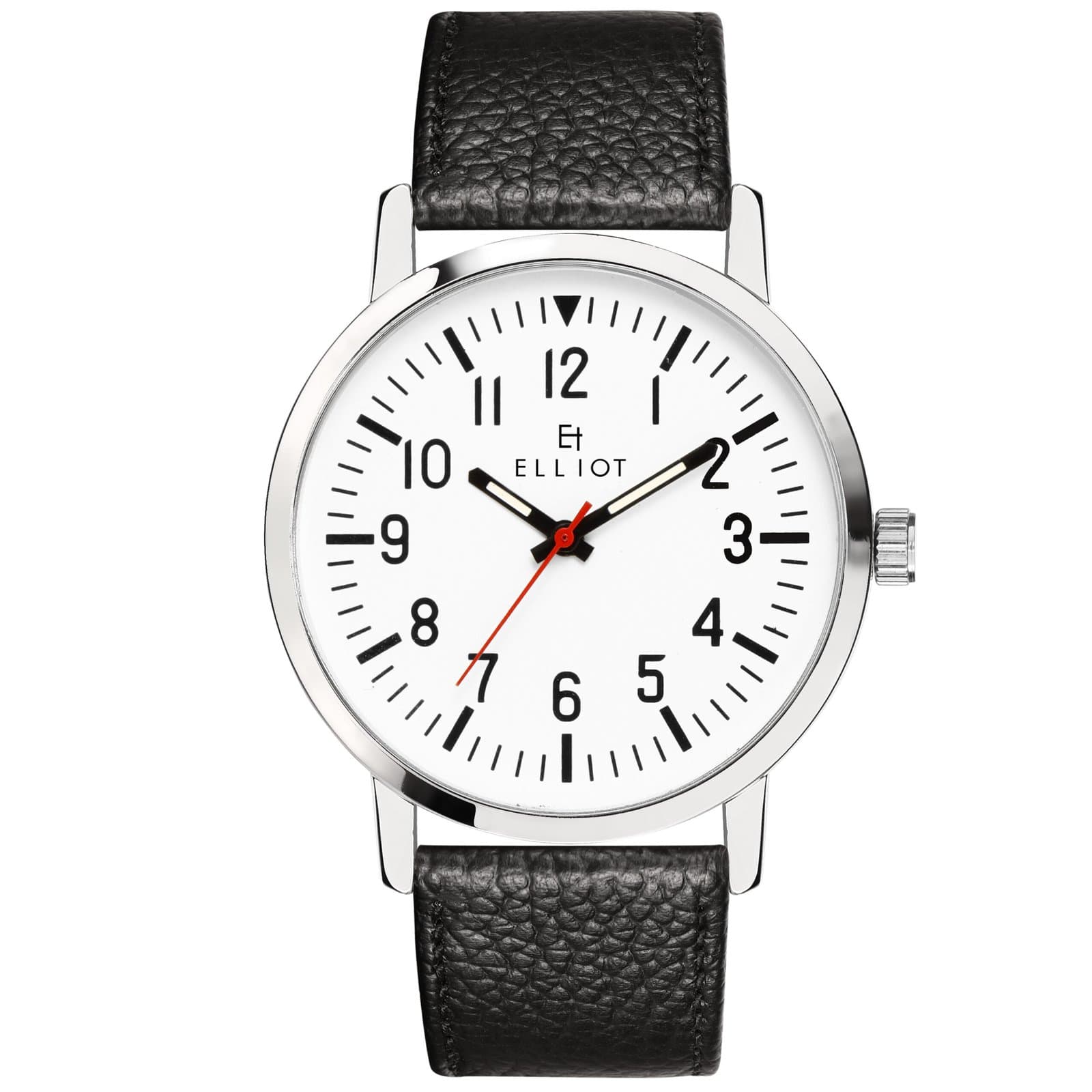 Elliot Classic Round White Dial Watch for Men | Black Vegan Leather Strap | Casual Formal Timepiece | 40mm Dial | Japanese Quartz Movement