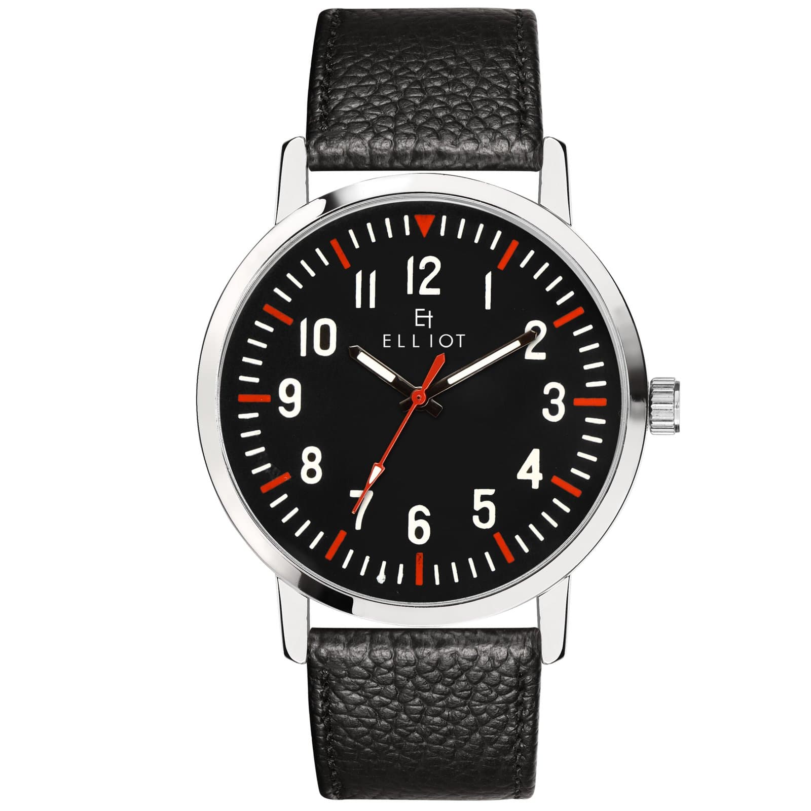 Elliot Round Analog Watch for Men | Black Dial & Black Vegan Leather Strap | Casual/Formal Use | 8mm Case Thickness | 40mm Dial | Japanese Quartz