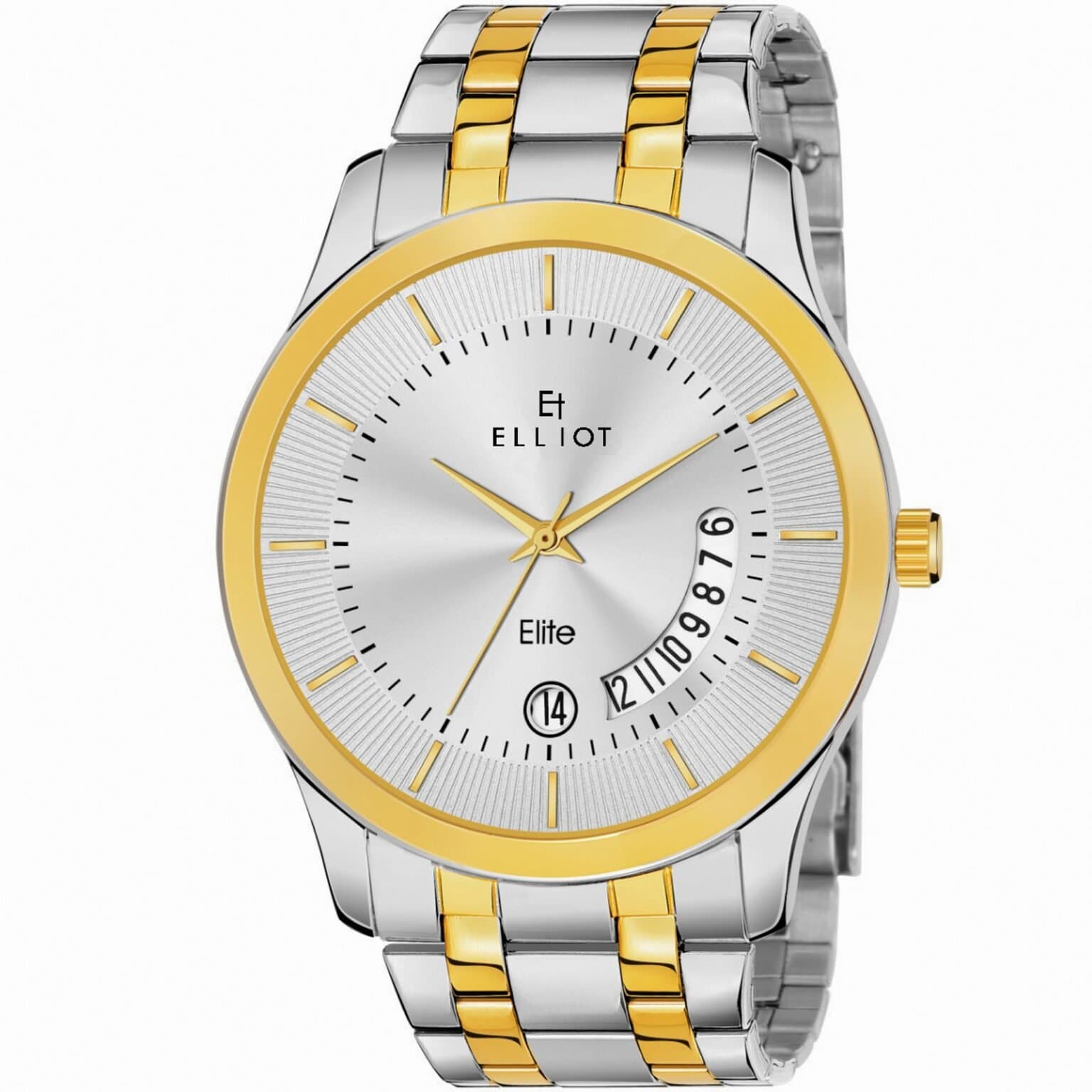 Elliot Elite XIII Series Silver Dial Men’s Watch with Curved Date Display