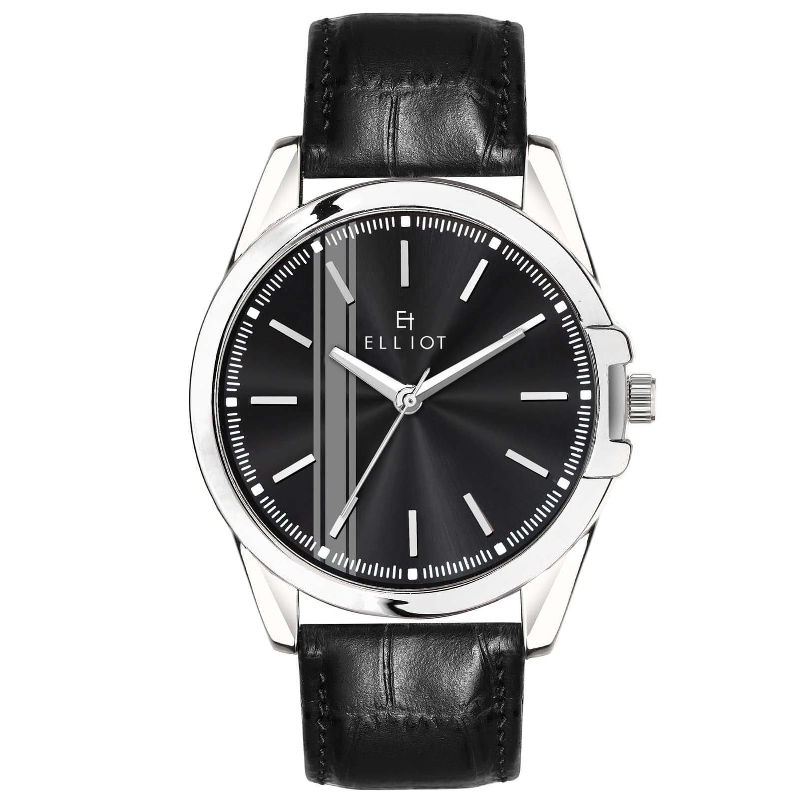 Elliot GT II Series Black Dial Black Strap Vegan Leather Analog Watch for Men | Business & Formal Wear | Slim Case | 40mm Dial | Japanese Quartz Movement