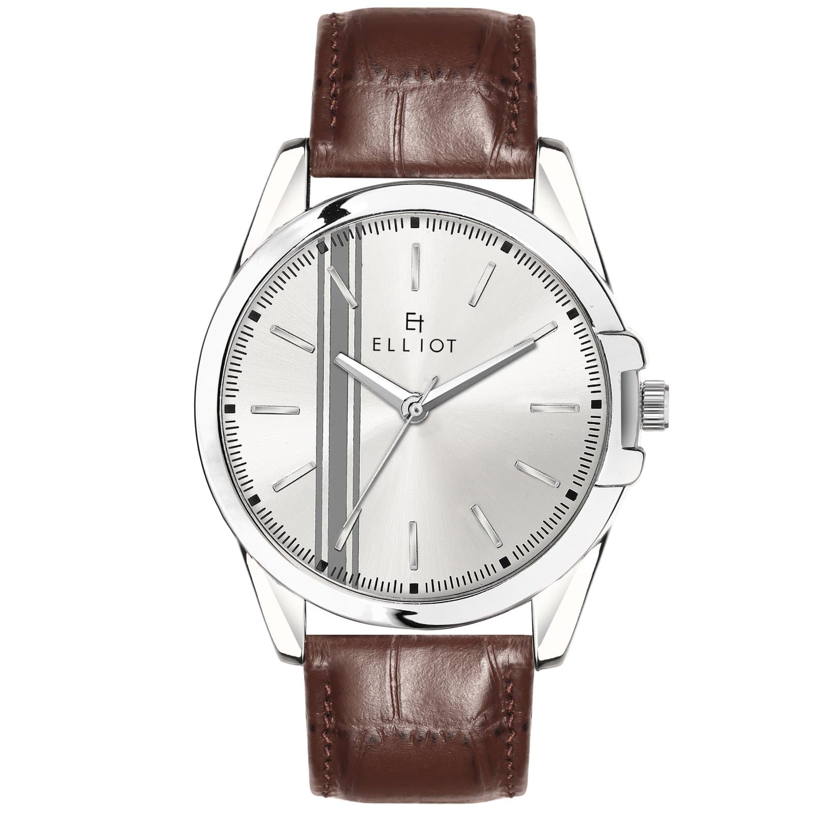 Elliot GT II Silver Dial Brown Strap Vegan Leather Men’s Watch | Formal Wear | Alloy Case | Analog | 40mm Dial | Japanese Quartz