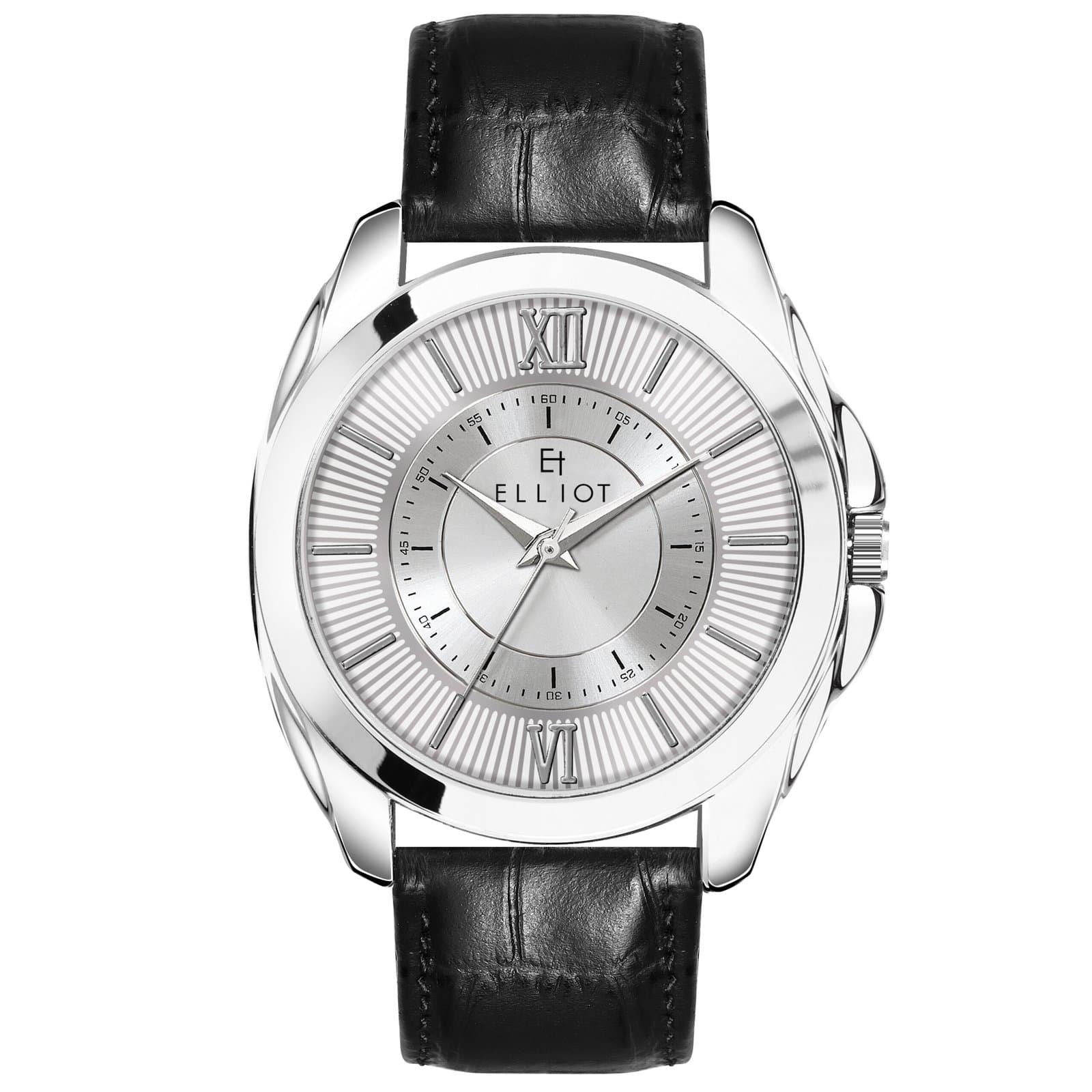 Elliot IMP II Men’s Watch | Silver Dial with Black Vegan  Leather Strap | Stylish Timepiece | 38.5mm | Alloy Case