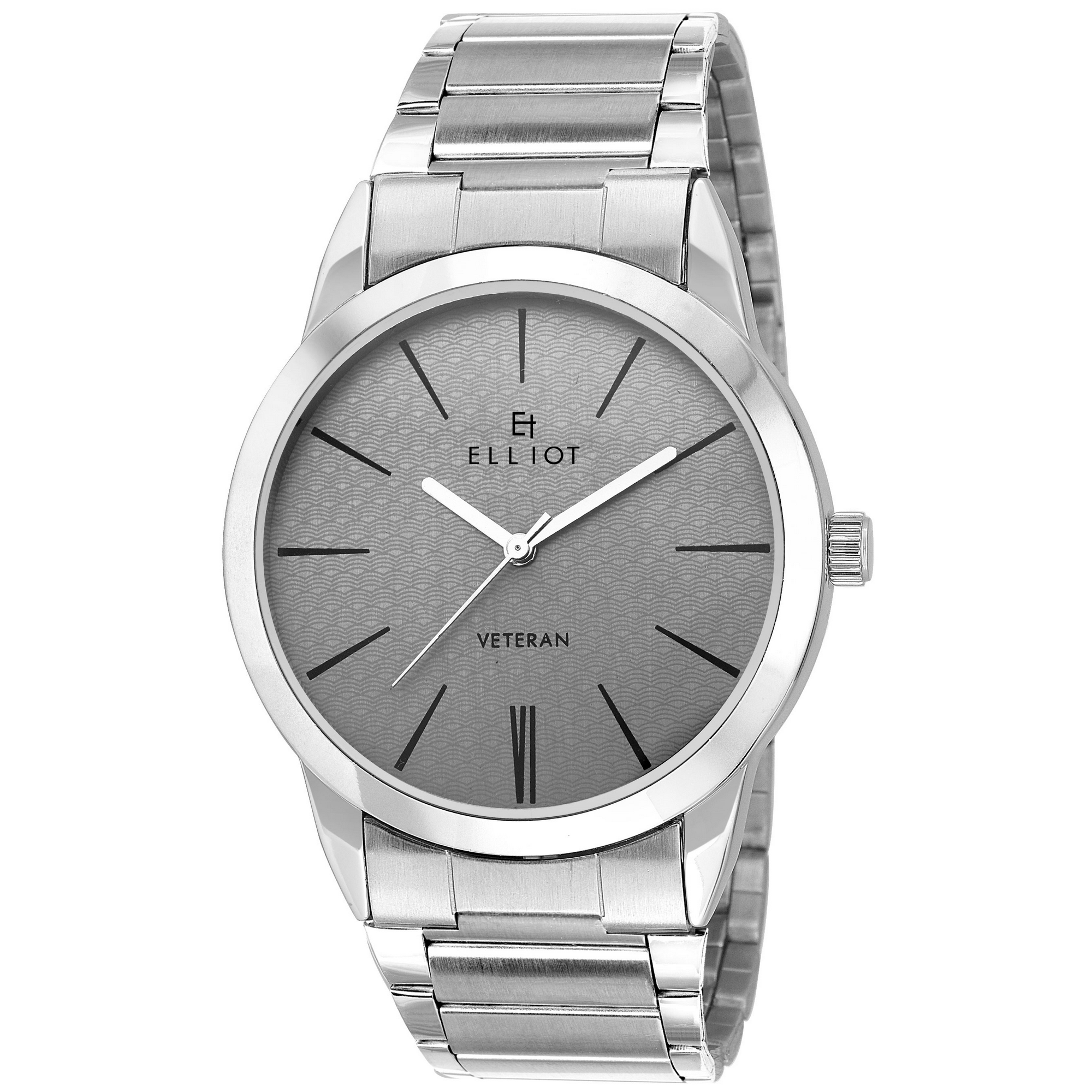 Elliot Polo Series Grey Metallic Wristwatch for Men | Silver Stainless Steel Bracelet | Alloy Dial | Quartz Powered | 40mm Silver Alloy Case