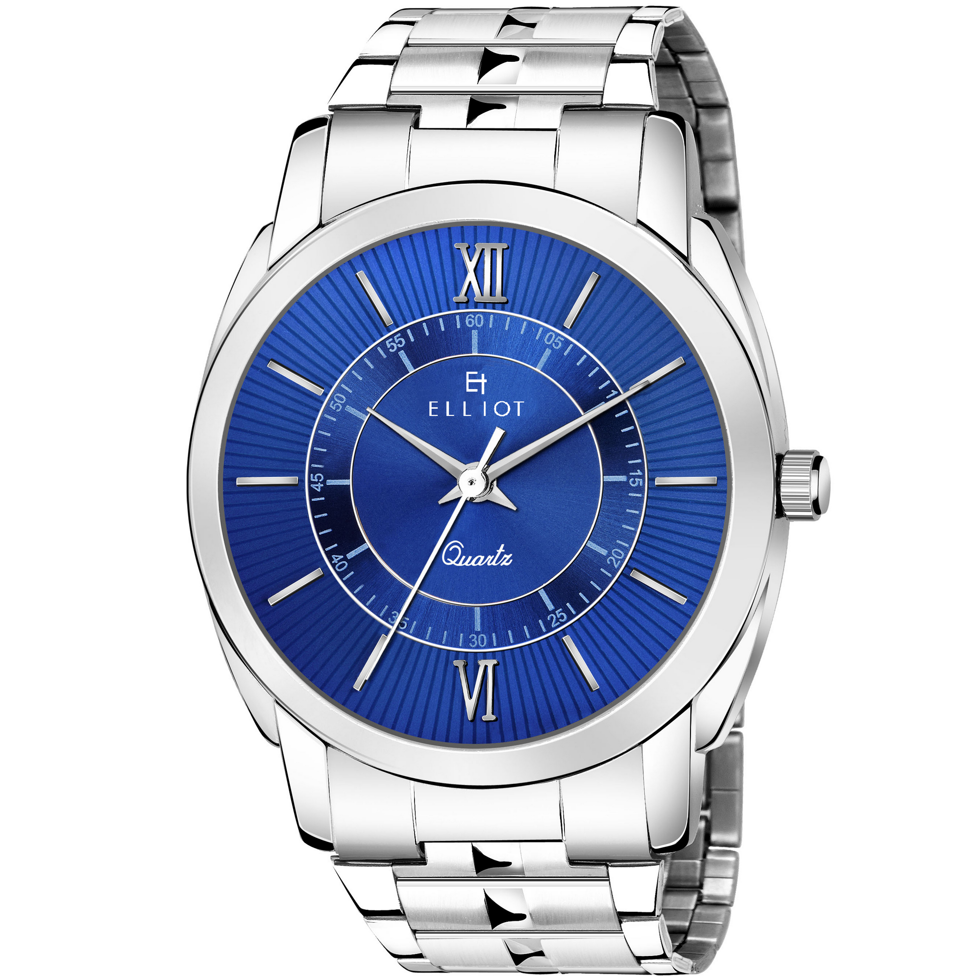 Elliot Polo XIII Series Men’s Wristwatch | Blue Dual-Texture Dial & Silver Stainless Steel Bracelet | Japanese Quartz | 44mm Silver Alloy Case