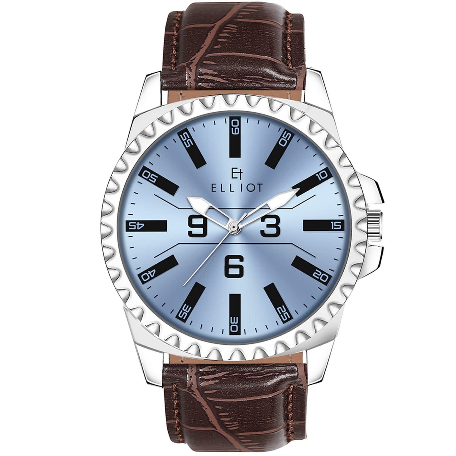 Elliot Men’s Analog Watch – Blue Dial 38.5mm, Brown Vegan Leather Strap 22mm, Stylish & Modern Style | Old Money Style Watch | Perfect for Formal and Casual Wear- Perfect for Gift