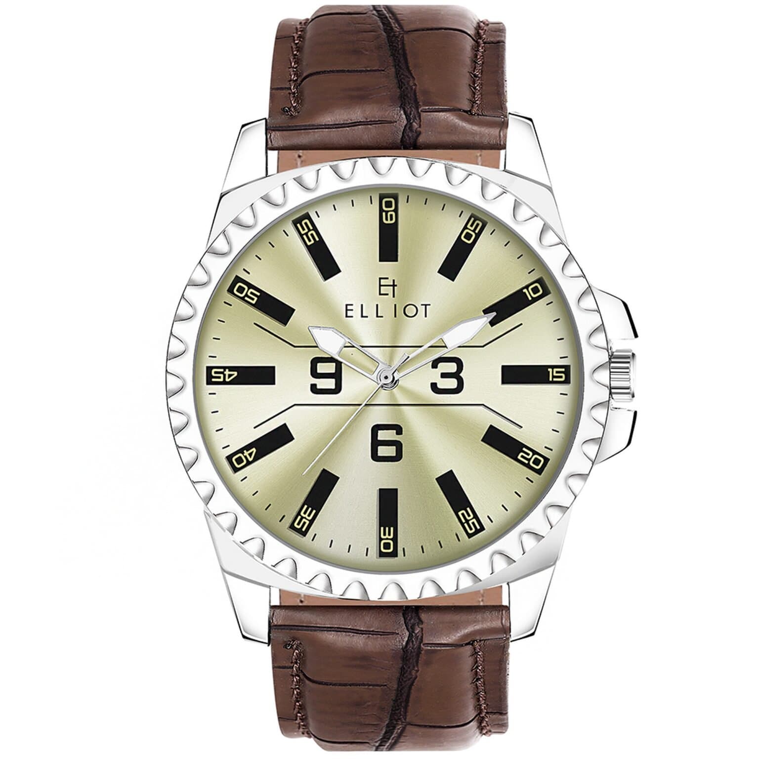 Elliot Men’s Light Green Dial Analog Watch – Dial 38.5mm, Brown Vegan Leather Strap 22mm, Stylish & Durable | Old Money Style Watch | Perfect for Formal and Casual Wear- Perfect for Gift