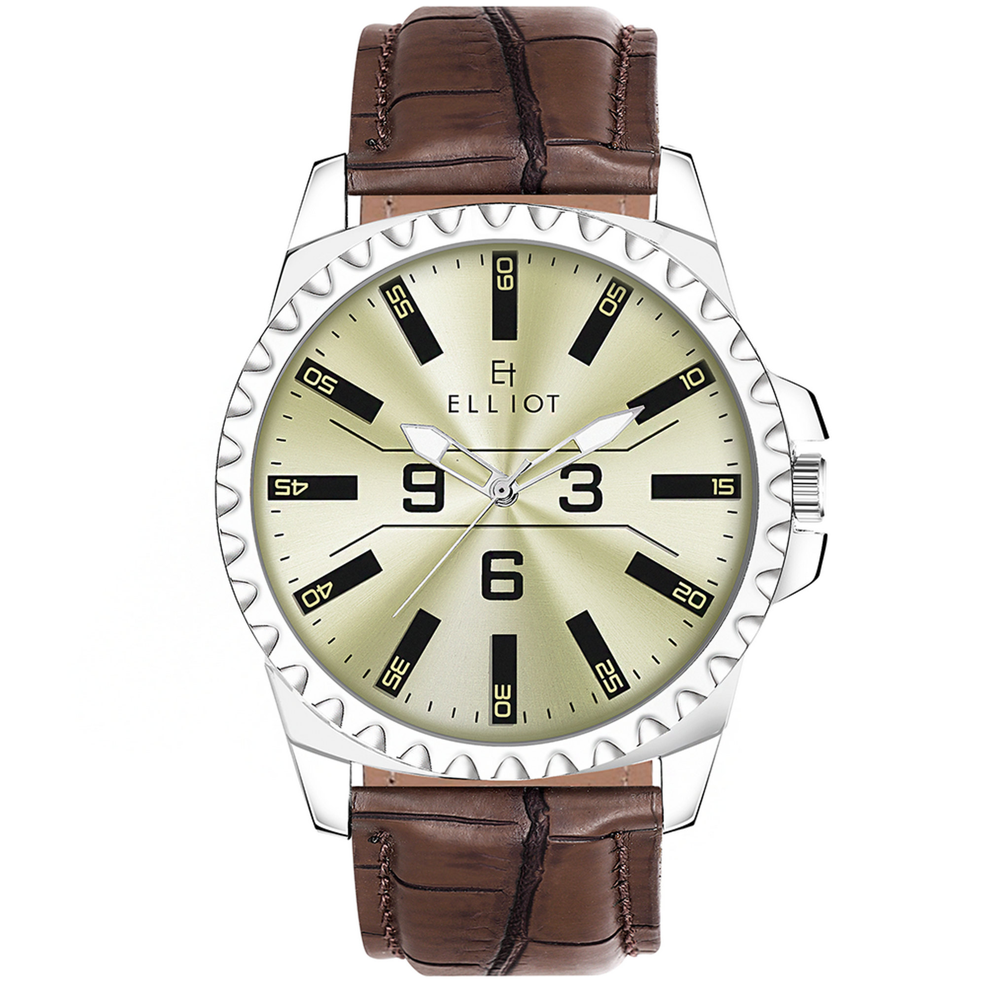 Elliot Men’s Light Green Dial Analog Watch – Dial 38.5mm, Brown Vegan Leather Strap 22mm, Stylish & Durable | Old Money Style Watch | Perfect for Formal and Casual Wear- Perfect for Gift